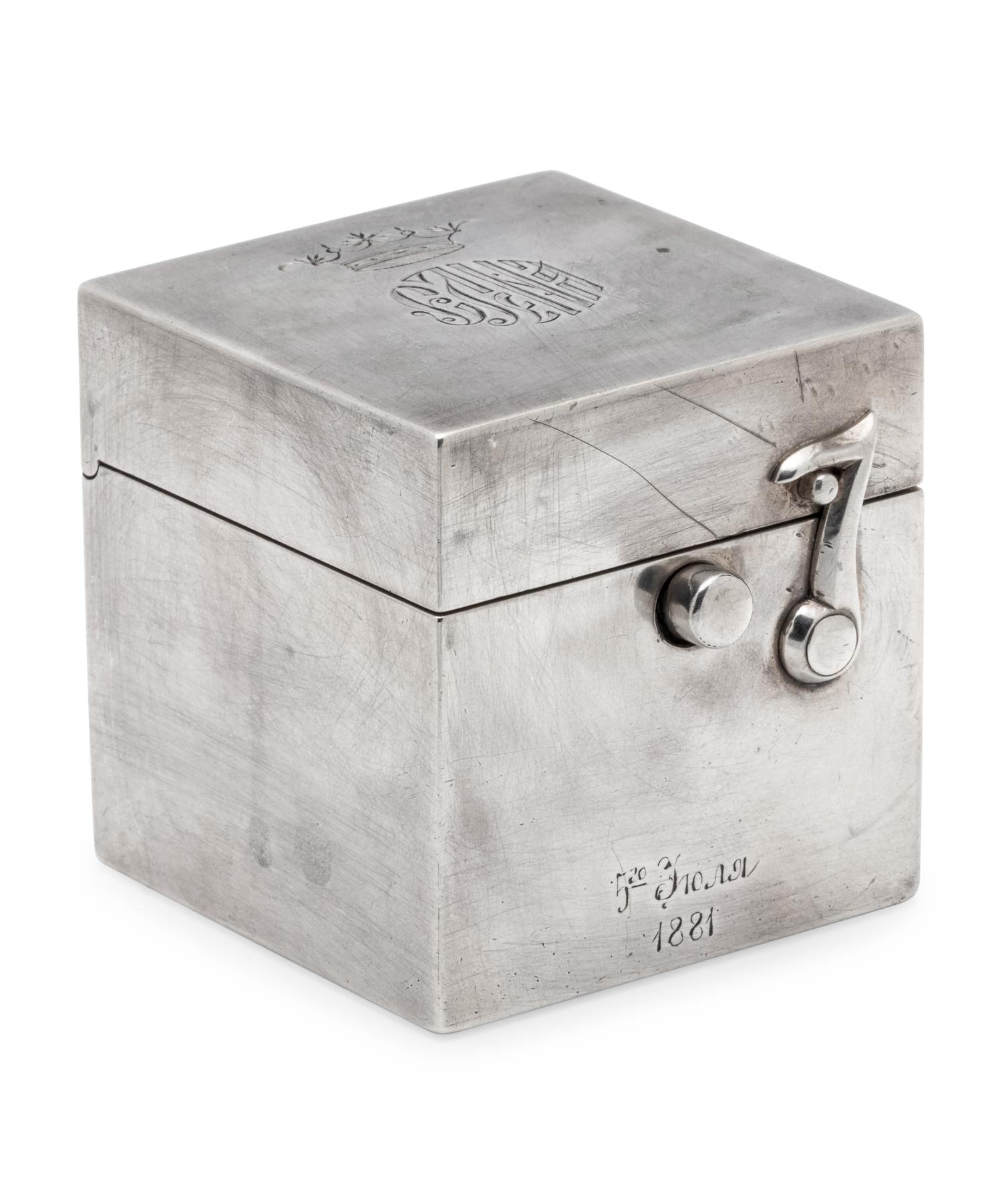 A Russian Silver Travel Inkwell