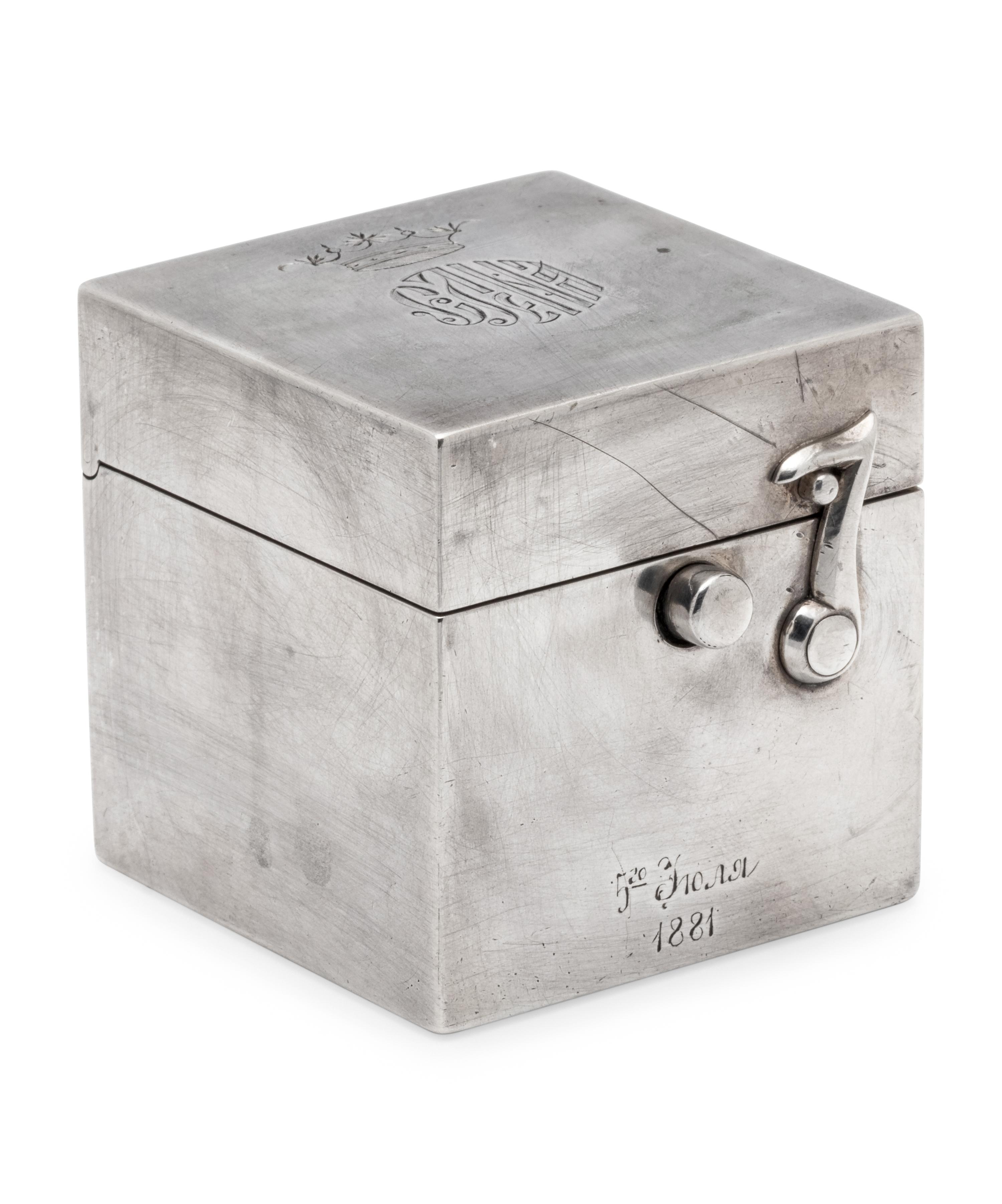 A Russian Silver Travel Inkwell