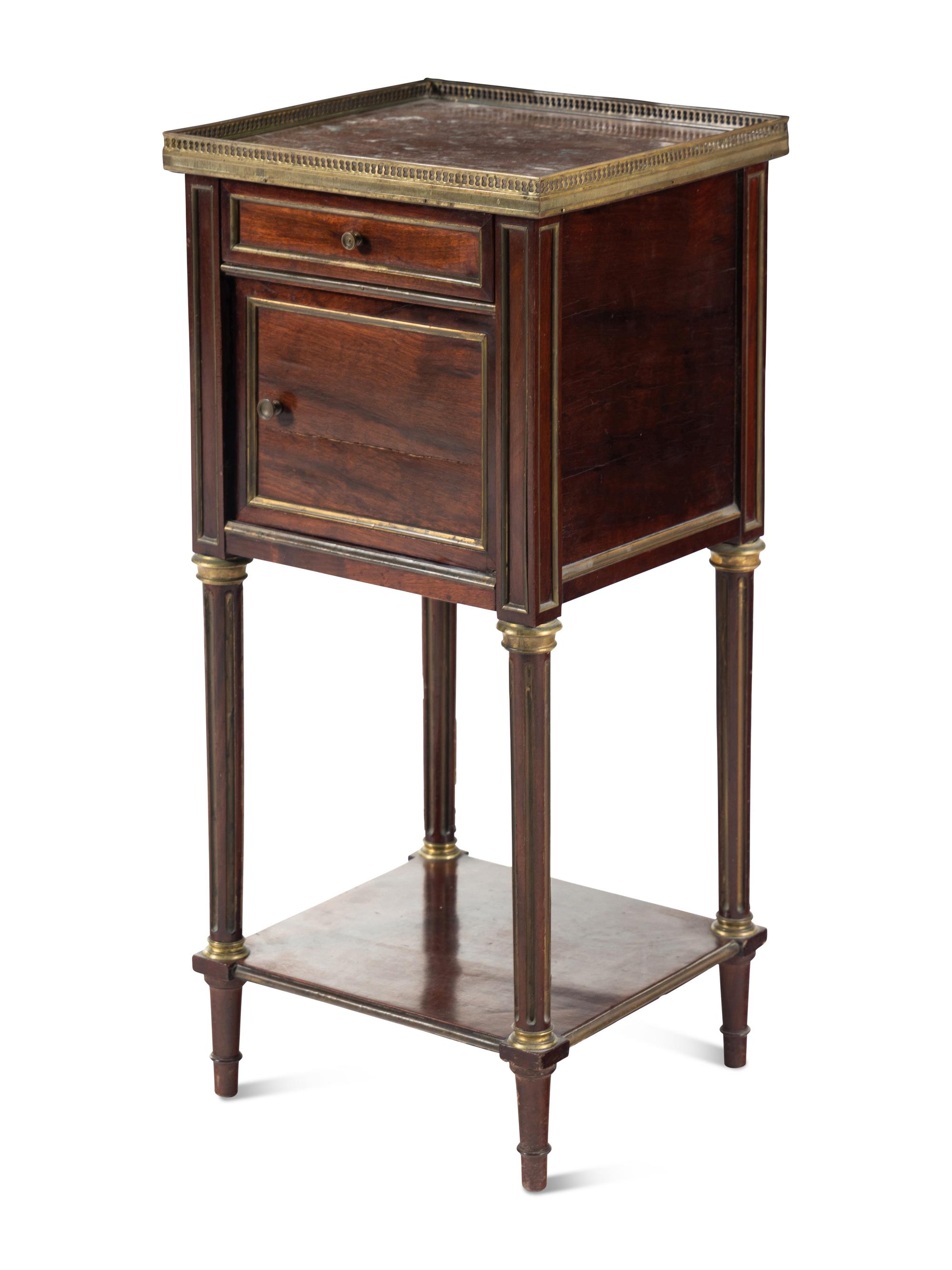 A Louis XVI Style Kingwood Marble-Top Cabinet