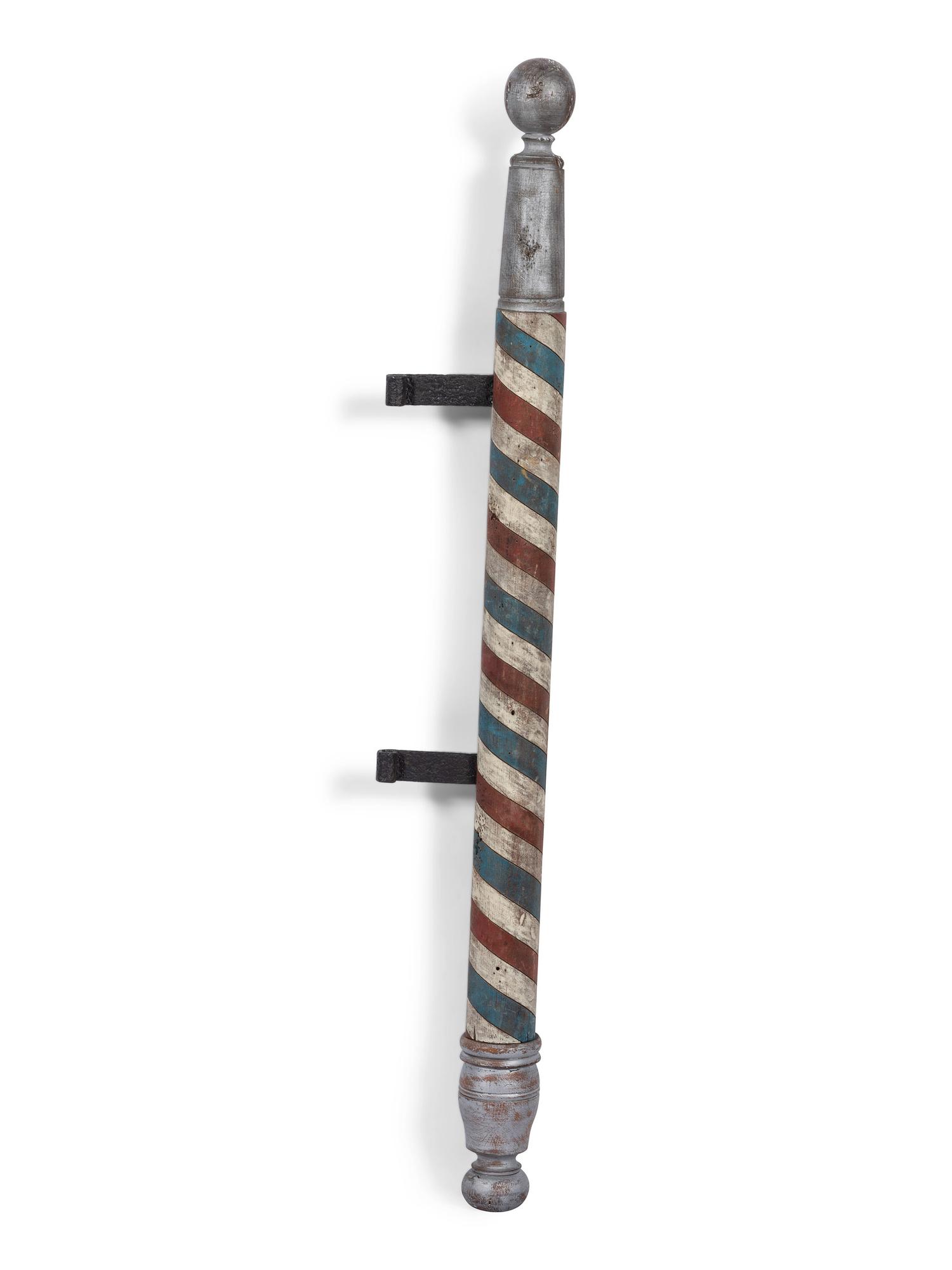 An Incised and Paint Decorated Barber Pole