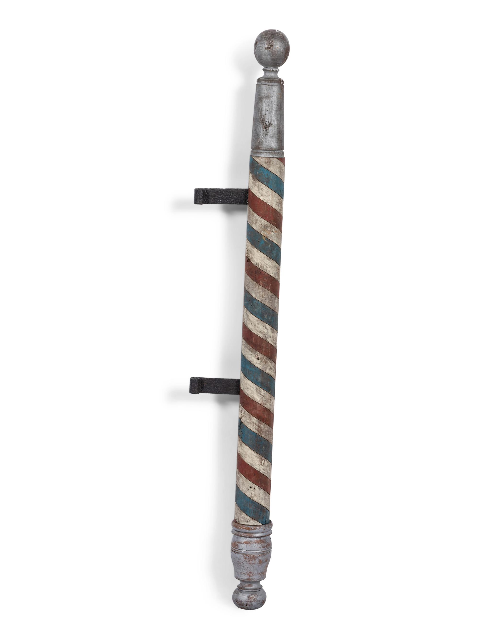 An Incised and Paint Decorated Barber Pole