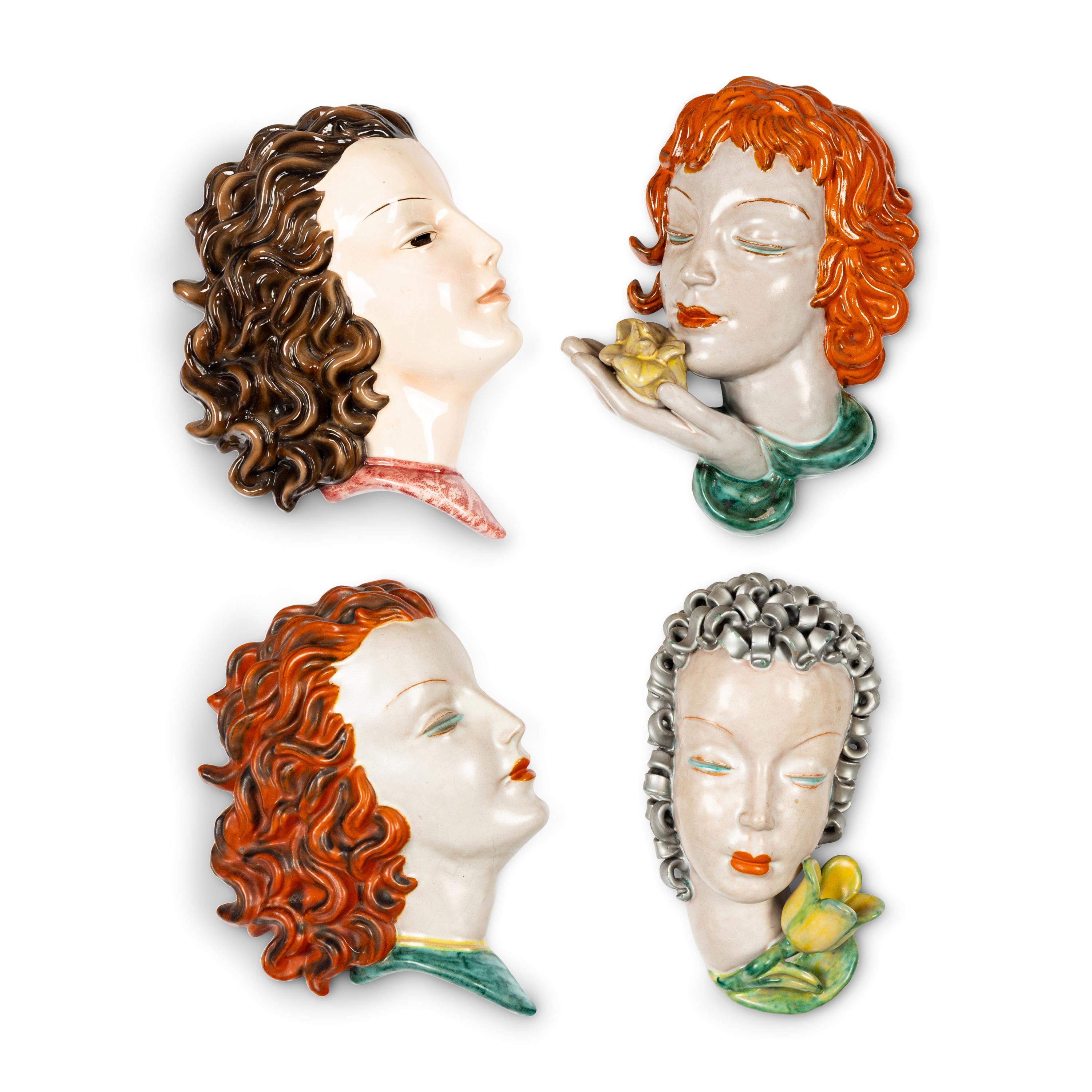 Friedrich Goldscheider Austria, Early 20th — Group of Four Wall Masks, c. 1935