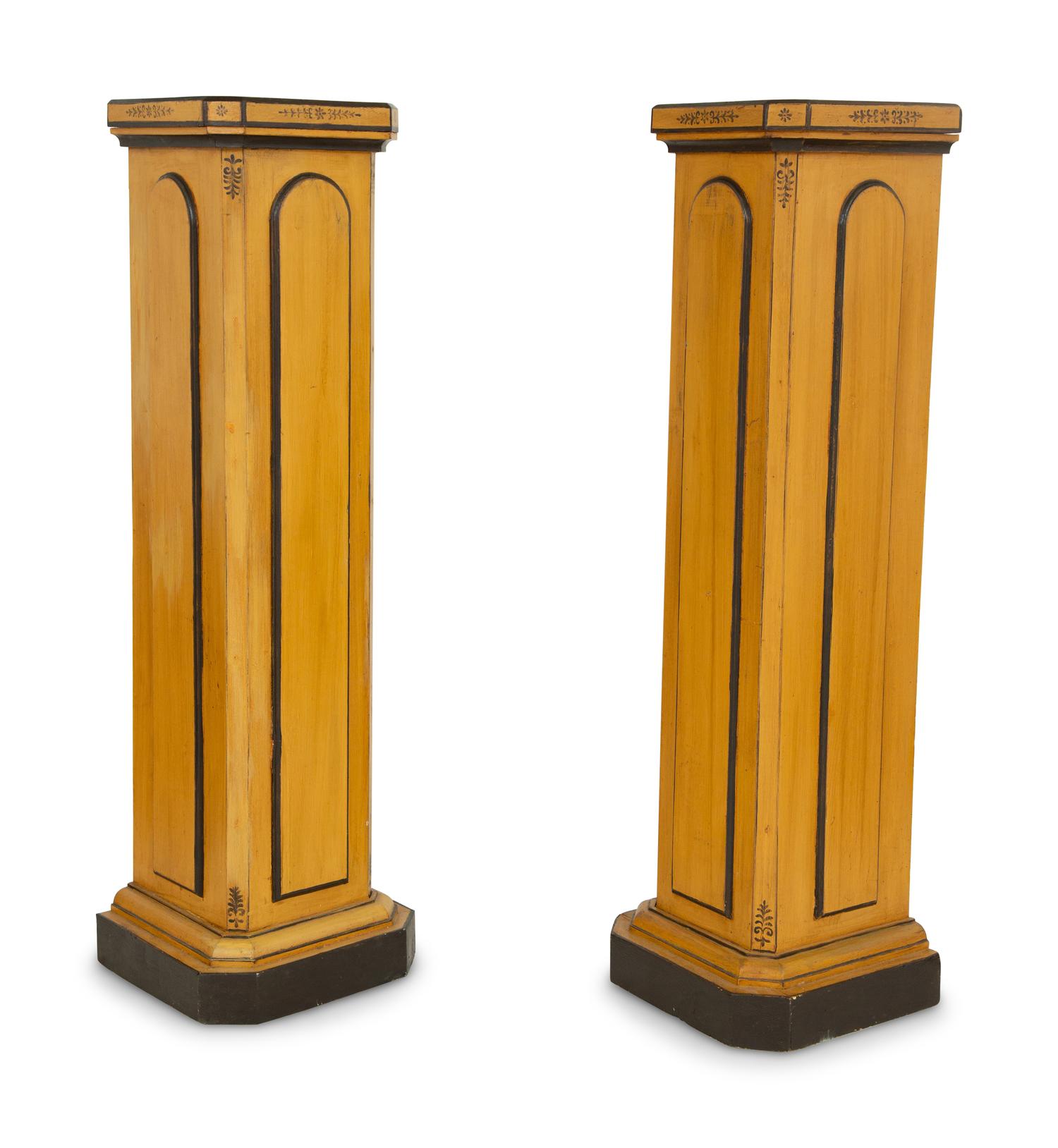 A Pair of Charles X Style Painted Pedestals