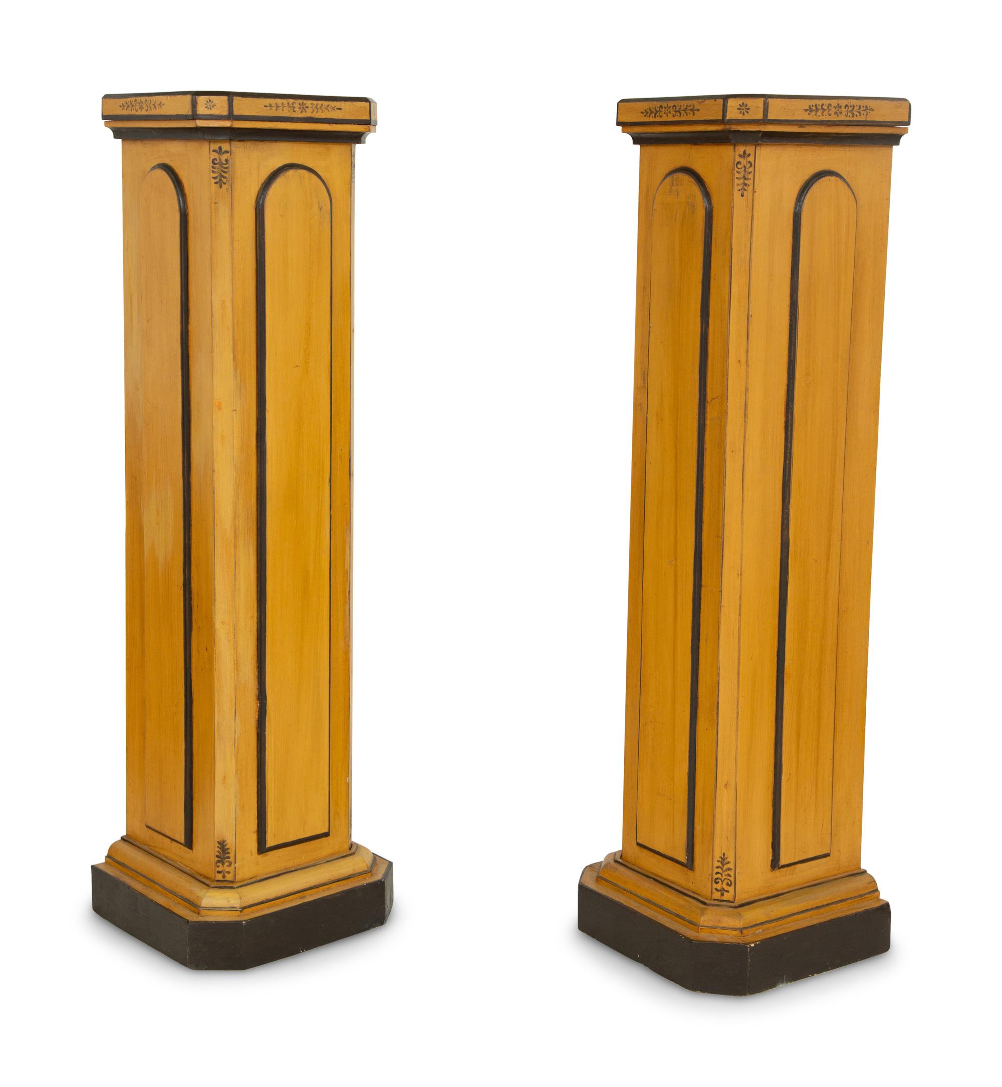 A Pair of Charles X Style Painted Pedestals