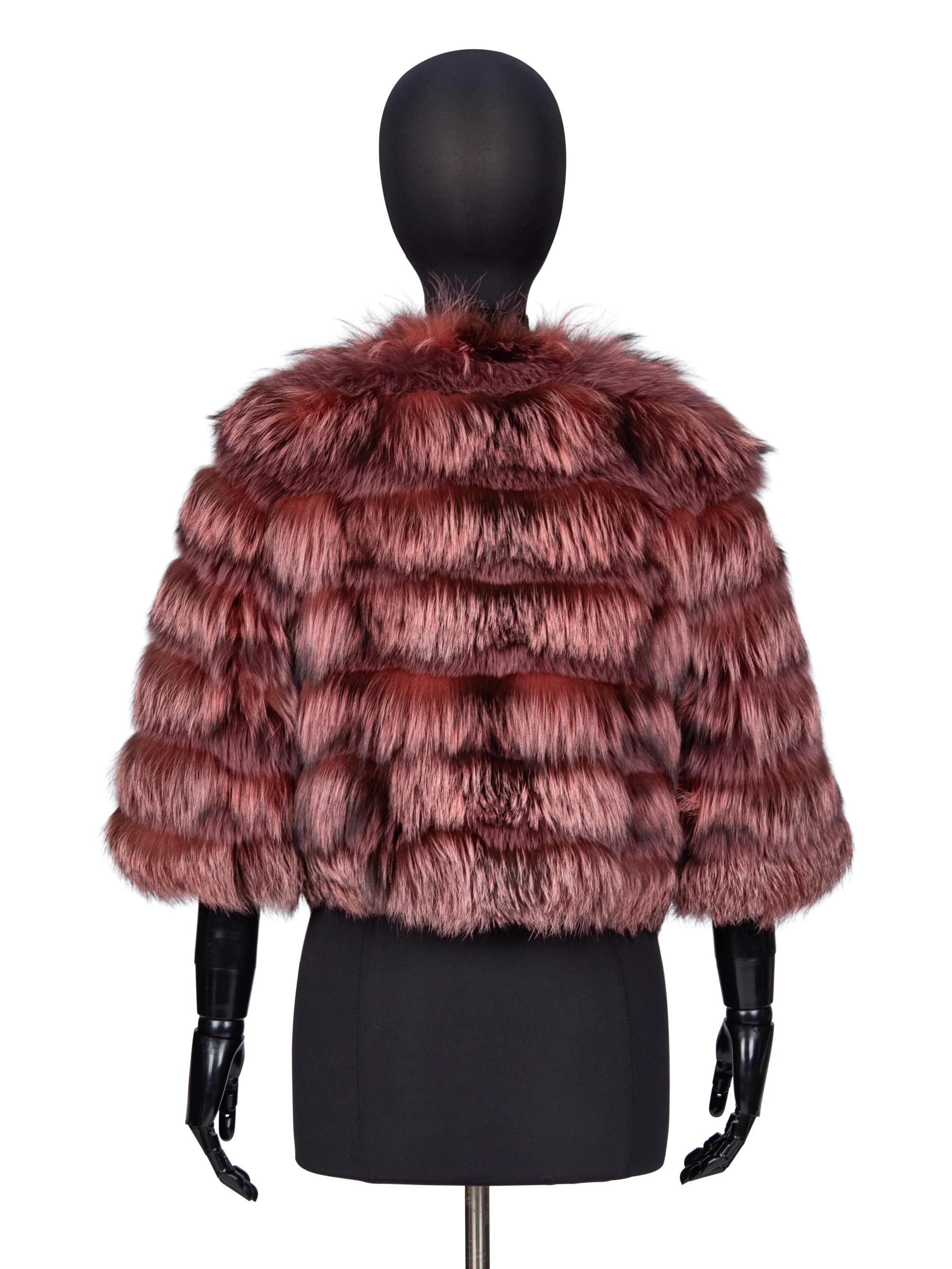 A ROSE PINK FOX FUR JACKET