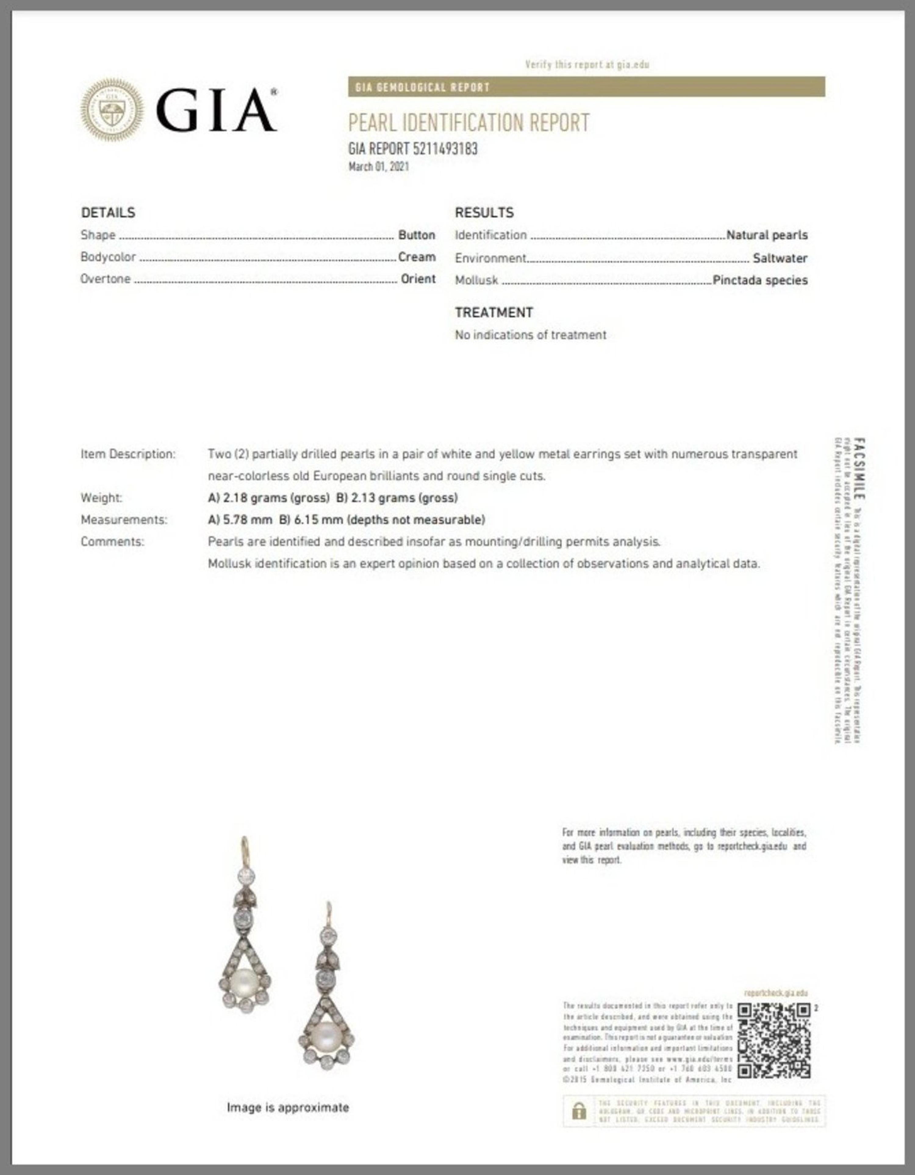 ANTIQUE, NATURAL PEARL AND DIAMOND EARRINGS