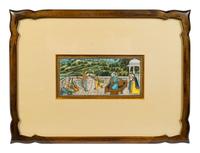 Two Persian Miniature Paintings Height of larger painting 3 3/4 x 7 inches.