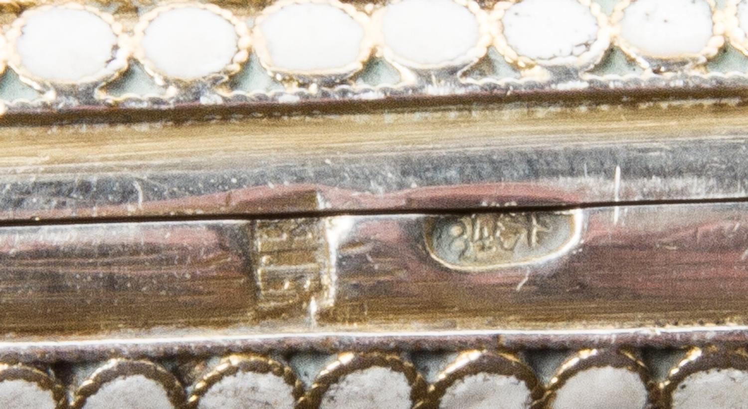 A Russian Enameled Silver Cigarette Case, Mark of Yakov Borisov, kokoshnik mark of Ivan Lebedkin, Moscow, late 19th/early 20th century,