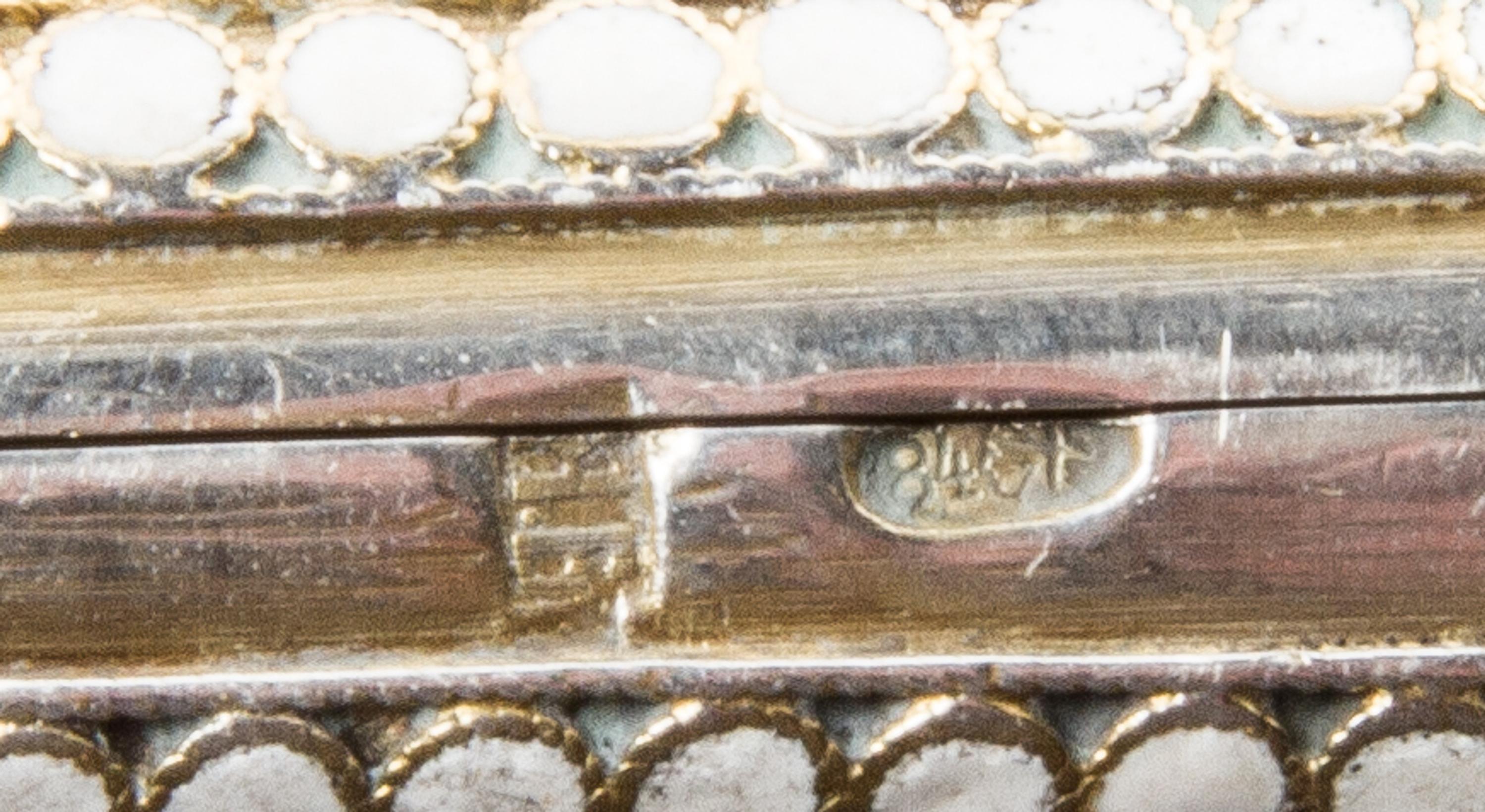 A Russian Enameled Silver Cigarette Case, Mark of Yakov Borisov, kokoshnik mark of Ivan Lebedkin, Moscow, late 19th/early 20th century,