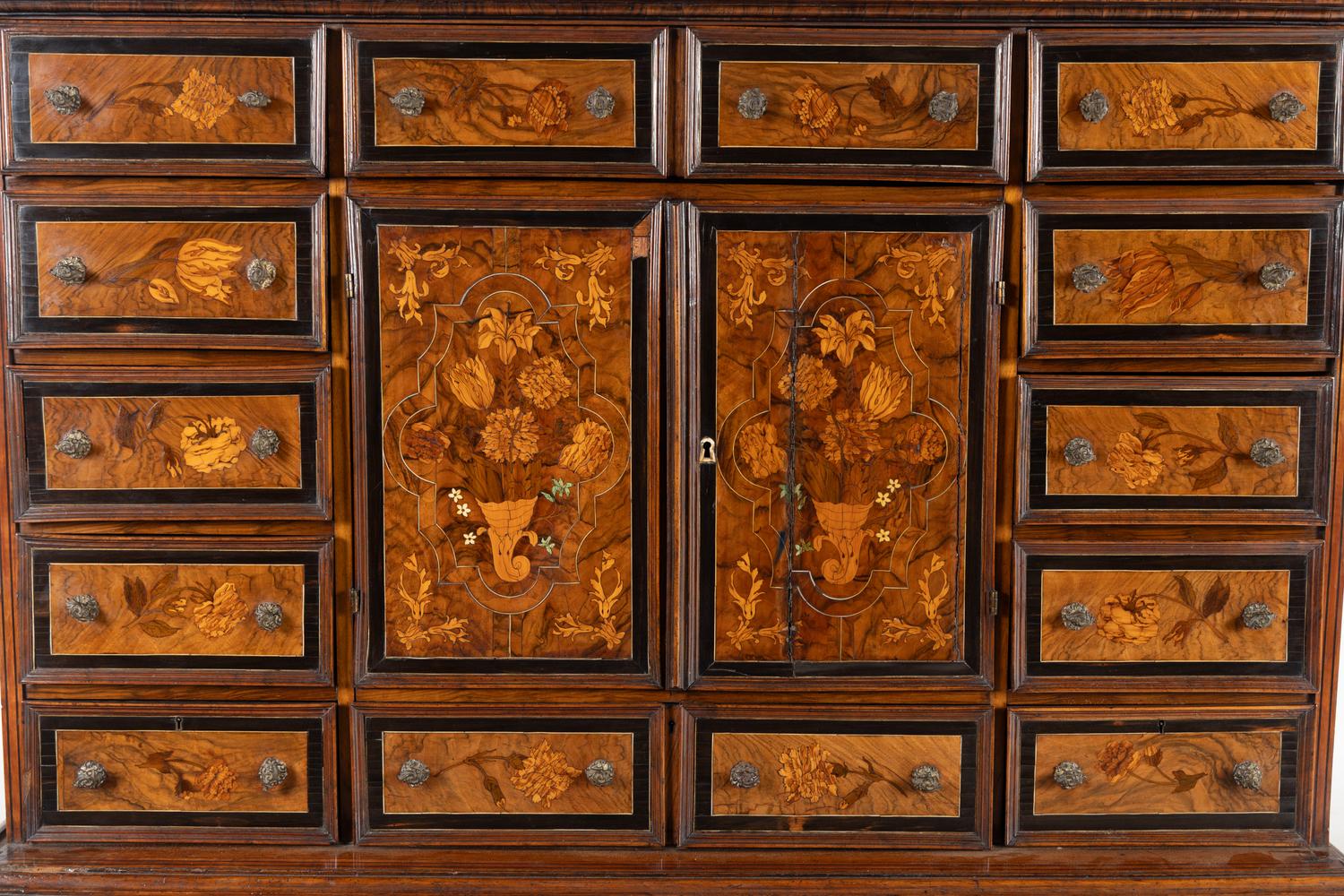 A Flemish Marquetry Cabinet on Stand