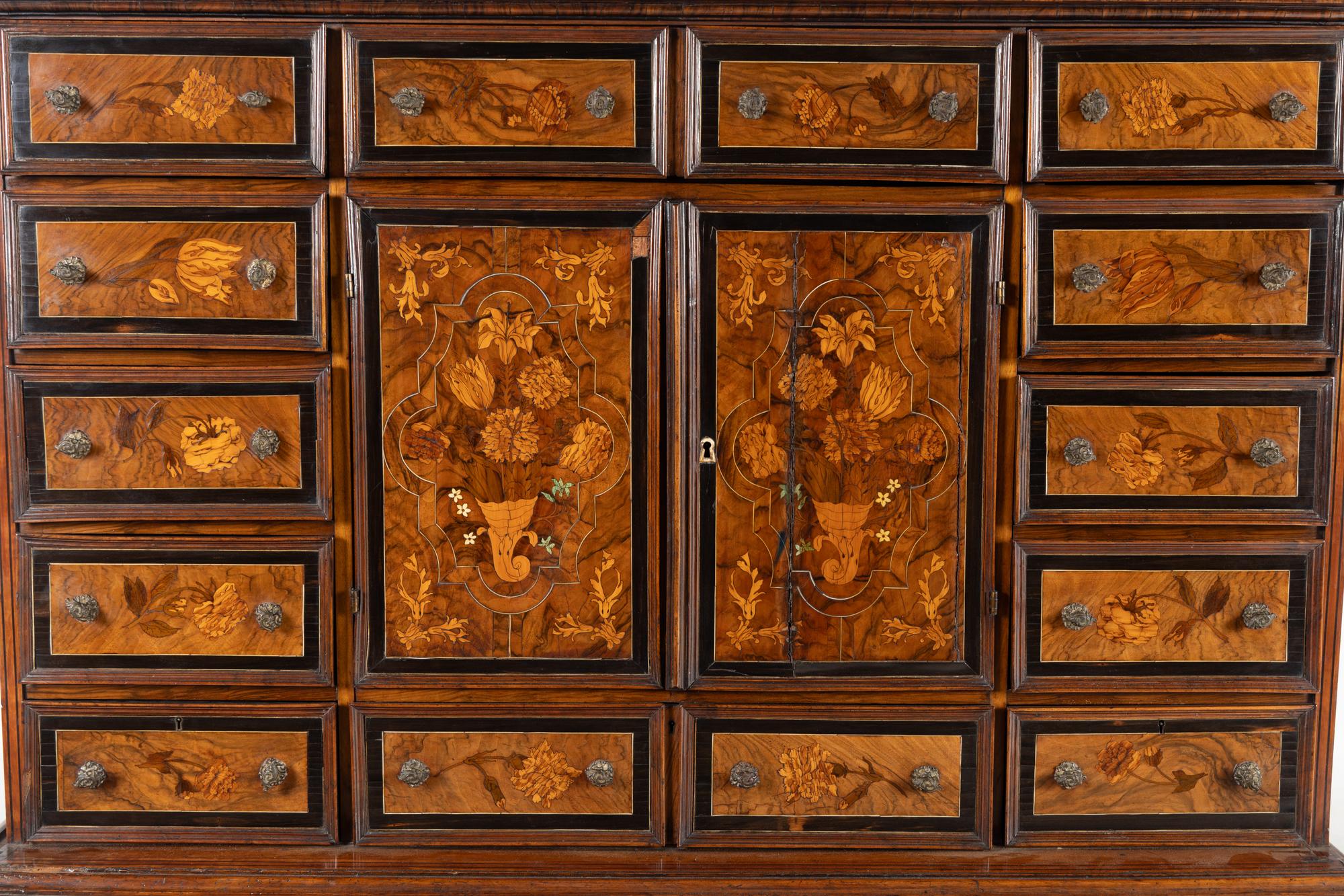 A Flemish Marquetry Cabinet on Stand