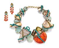 An Iradj Moini Multicolor Sea Shell Convertible Demi Parure,