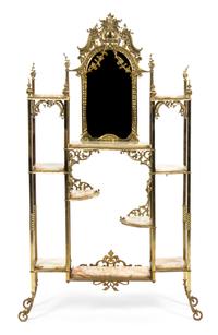 A Victorian Brass and Onyx Etagere, Height 73 3/4 x width 38 1/8 inches.