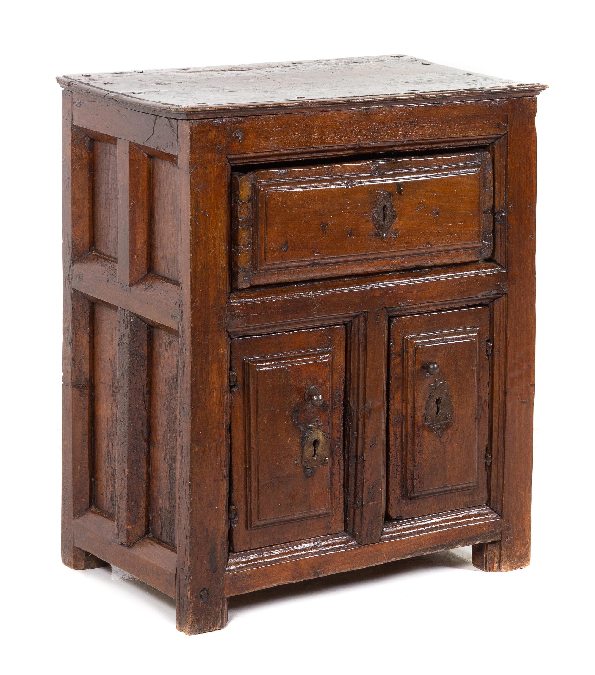 An Italian Walnut Cabinet Height 31 x width 27 x depth 17 inches. — 17TH CENTURY