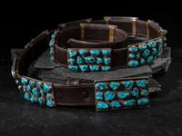 Silver and Turquoise Cluster Concha Belt