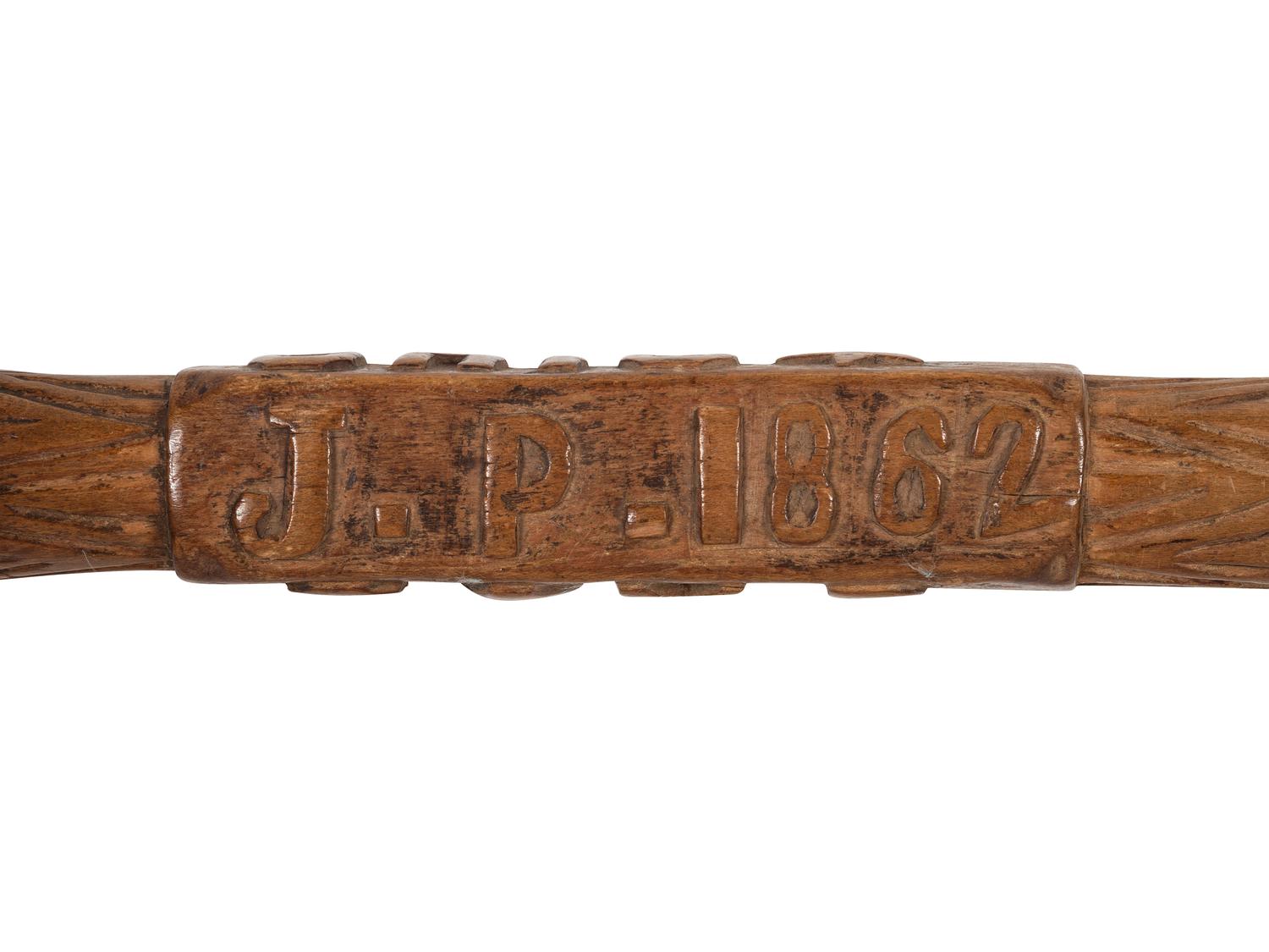 [CIVIL WAR]. Camp Chase, Ohio folk art carved walking stick. Ca 1862.