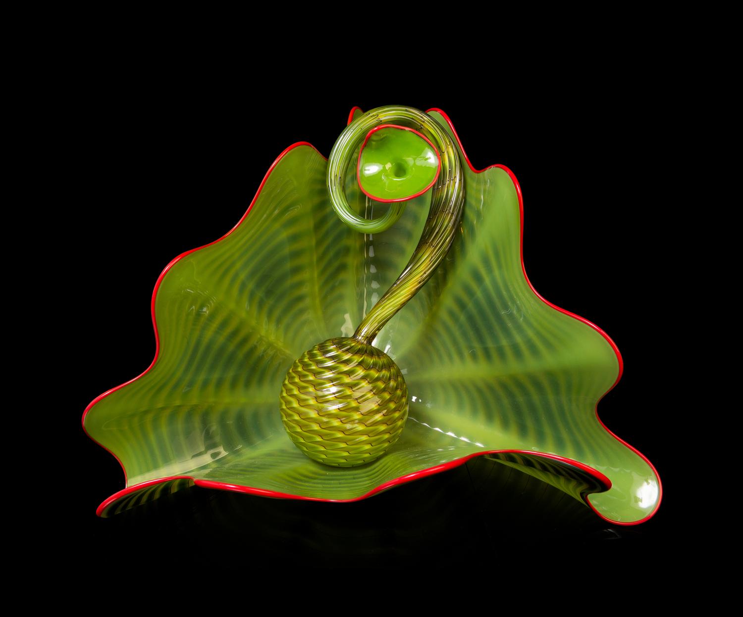 Dale Chihuly, (American, b. 1941), Two-Piece Persian Glass Set in Parrot Green, 2001, with a lucite case