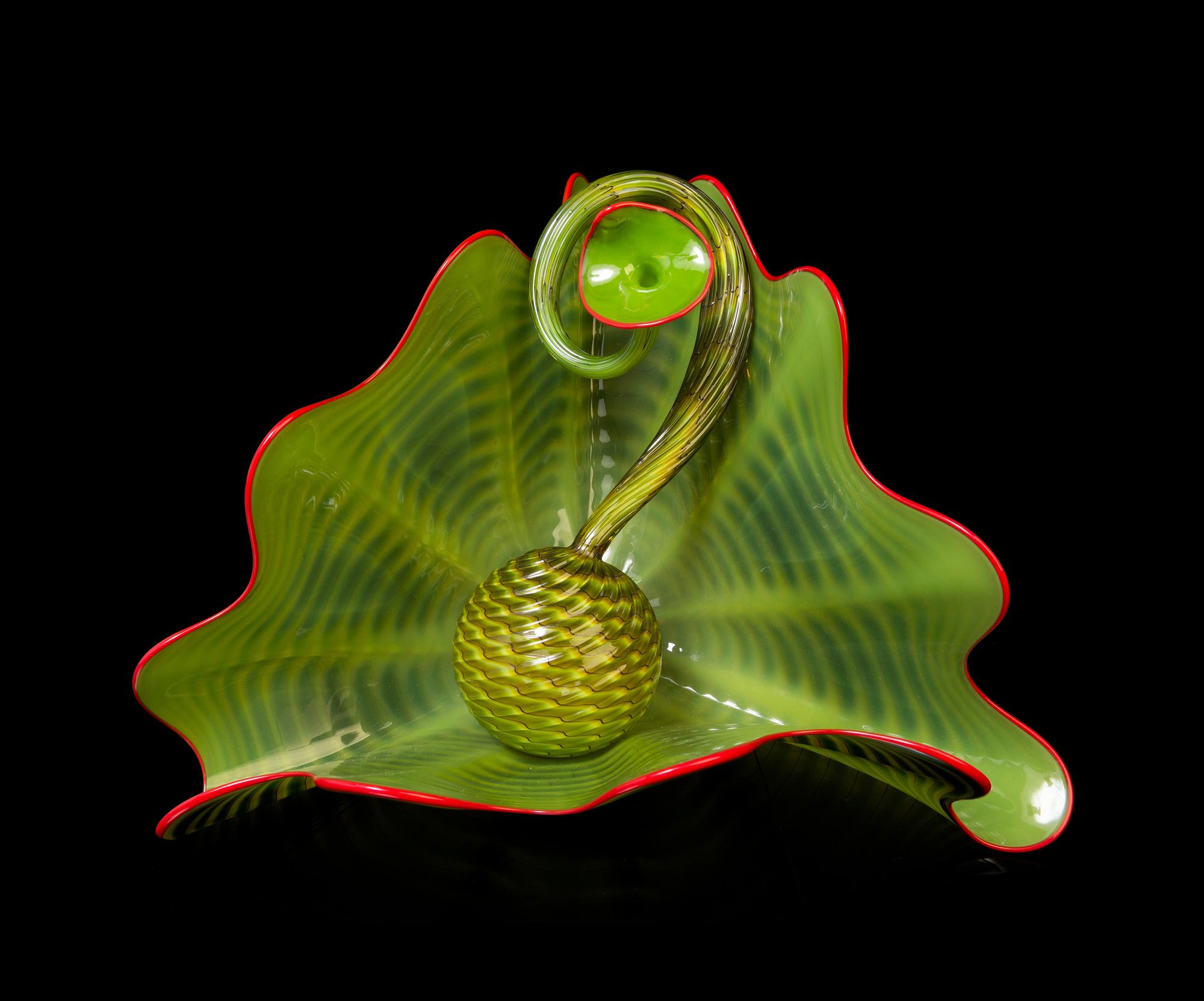 Dale Chihuly, (American, b. 1941), Two-Piece Persian Glass Set in Parrot Green, 2001, with a lucite case