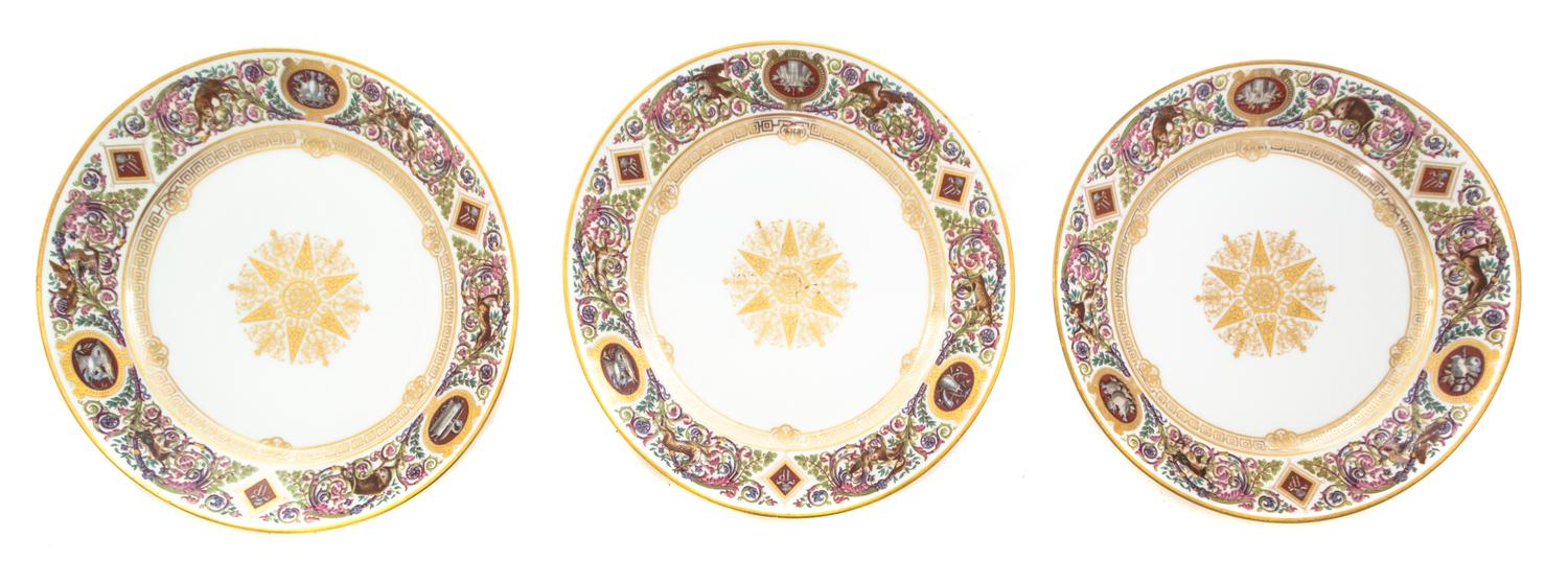 A Set of Twelve Sevres Porcelain Plates, Diameter 9 5/8 inches.