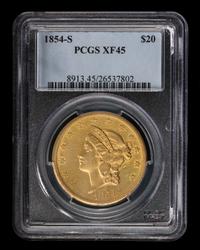 A United States 1854-S Liberty Head $20 Gold Coin