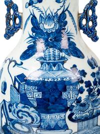 Two Chinese Blue and White Porcelain Baluster Vases