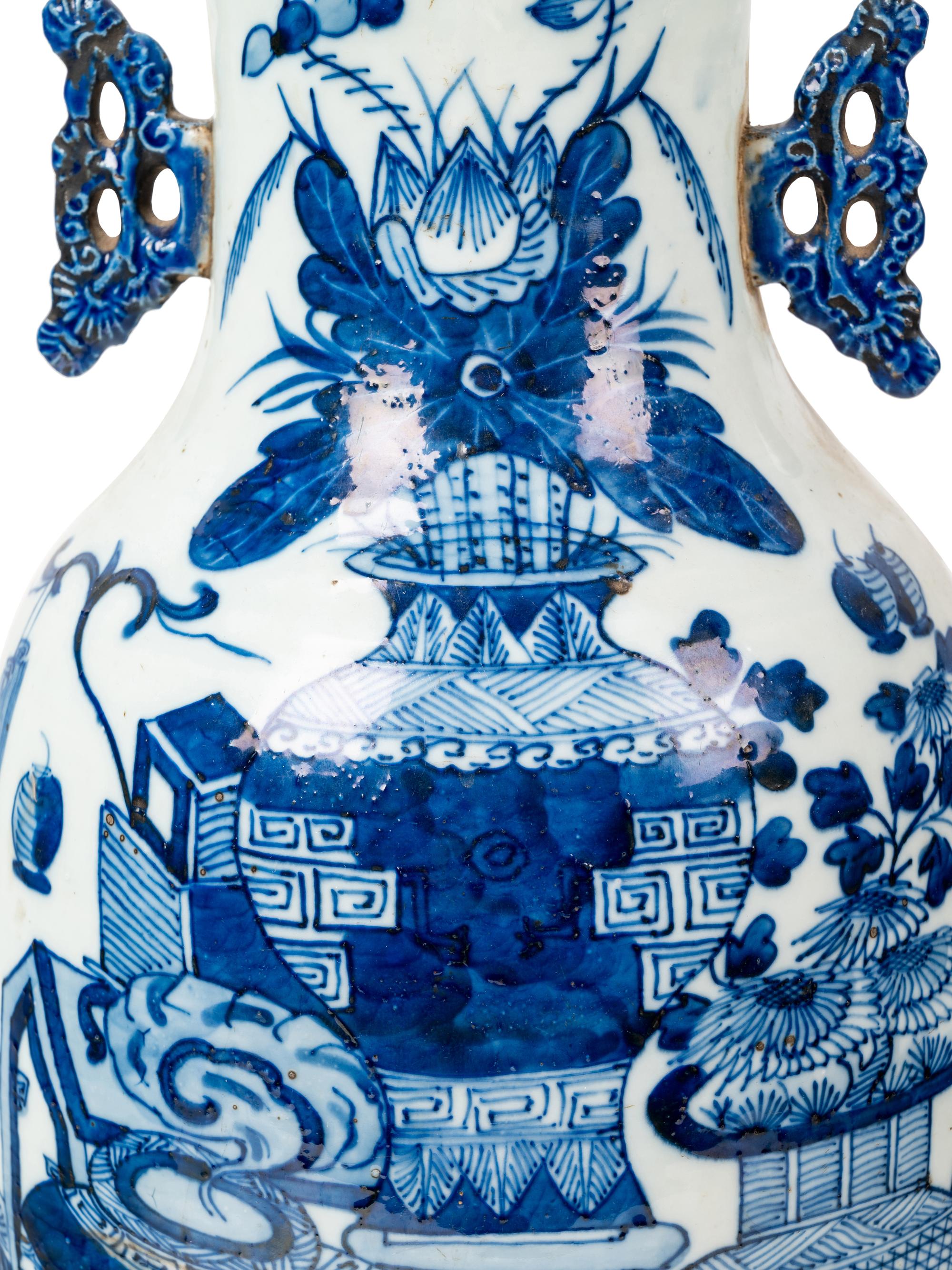 Two Chinese Blue and White Porcelain Baluster Vases