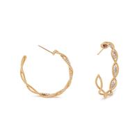ROBERTO COIN, YELLOW GOLD AND DIAMOND HOOP EARRINGS