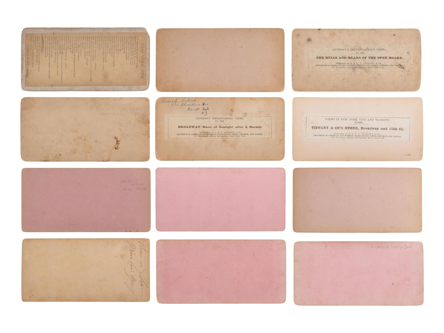 [EARLY PHOTOGRAPHY]. 50 stereoviews of New York City, incl. street scenes and landmarks.