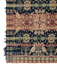 Two Jacquard Woven Cotton and Wool Coverlets