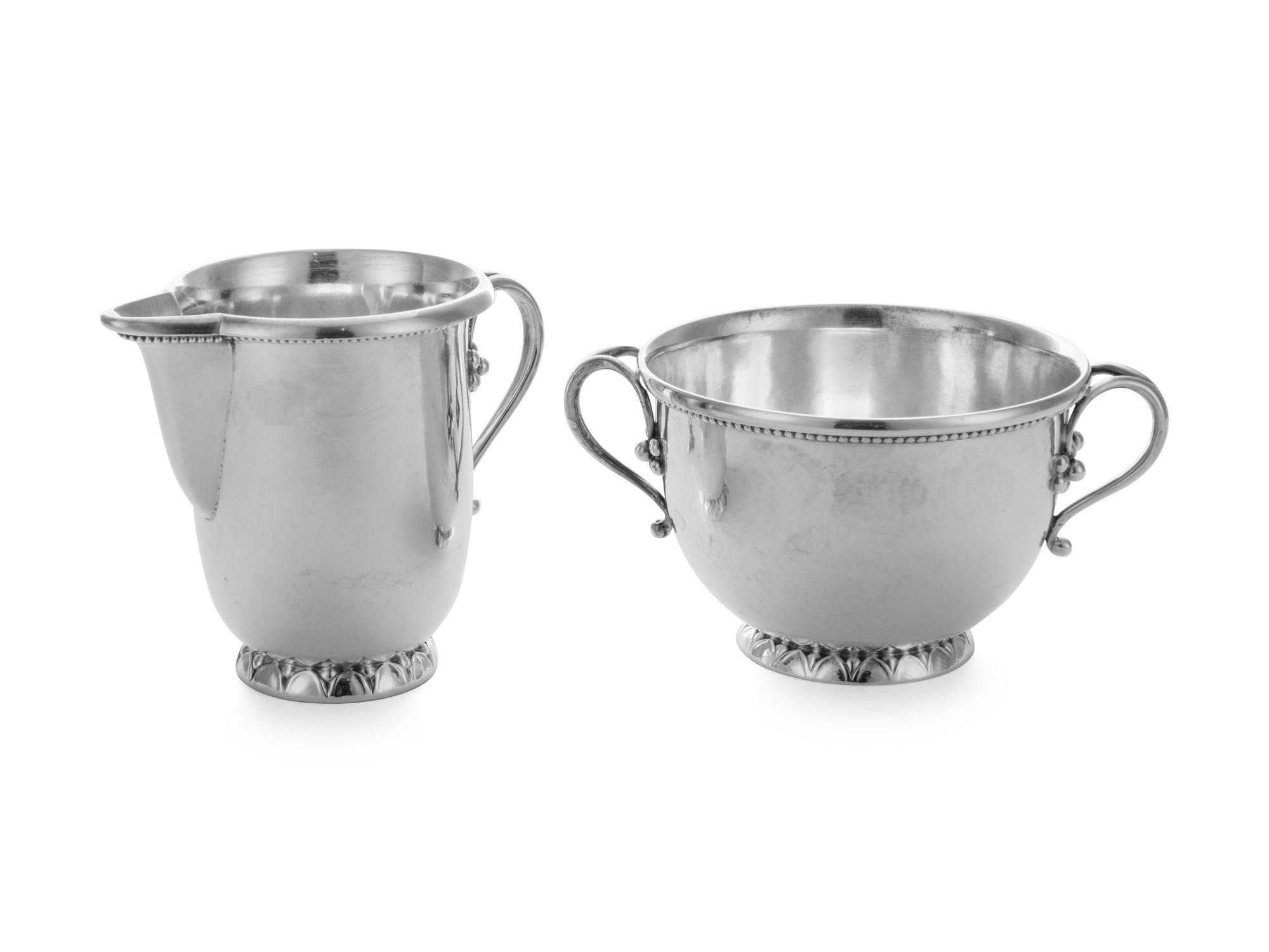A Danish Silver Creamer and Sugar (Item 89 on original listing.)