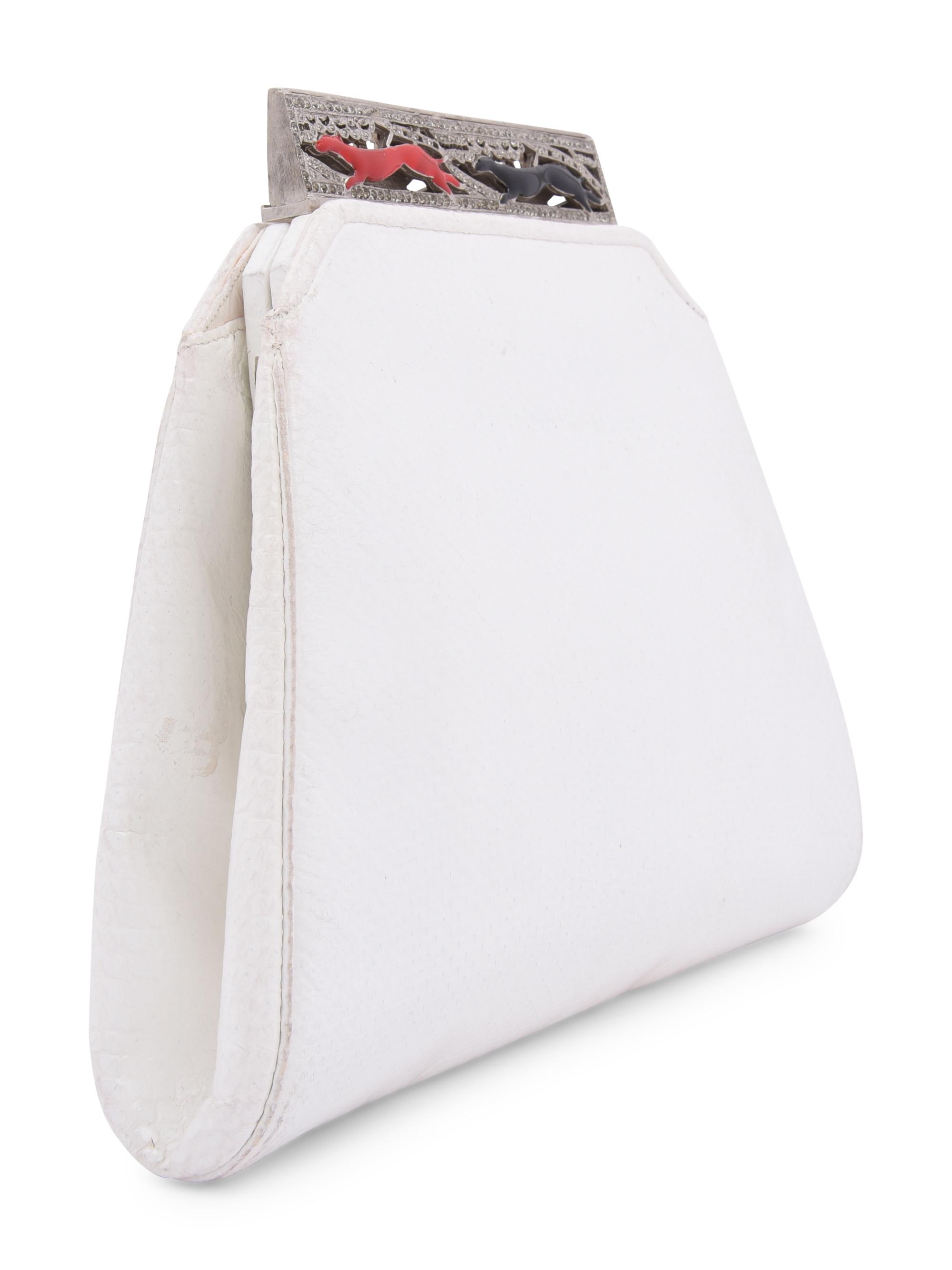 Judith Leiber Lizard Skin Greyhound Frame Bag
