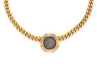 BVLGARI, YELLOW GOLD, COIN AND DIAMOND 'MONETE' NECKLACE