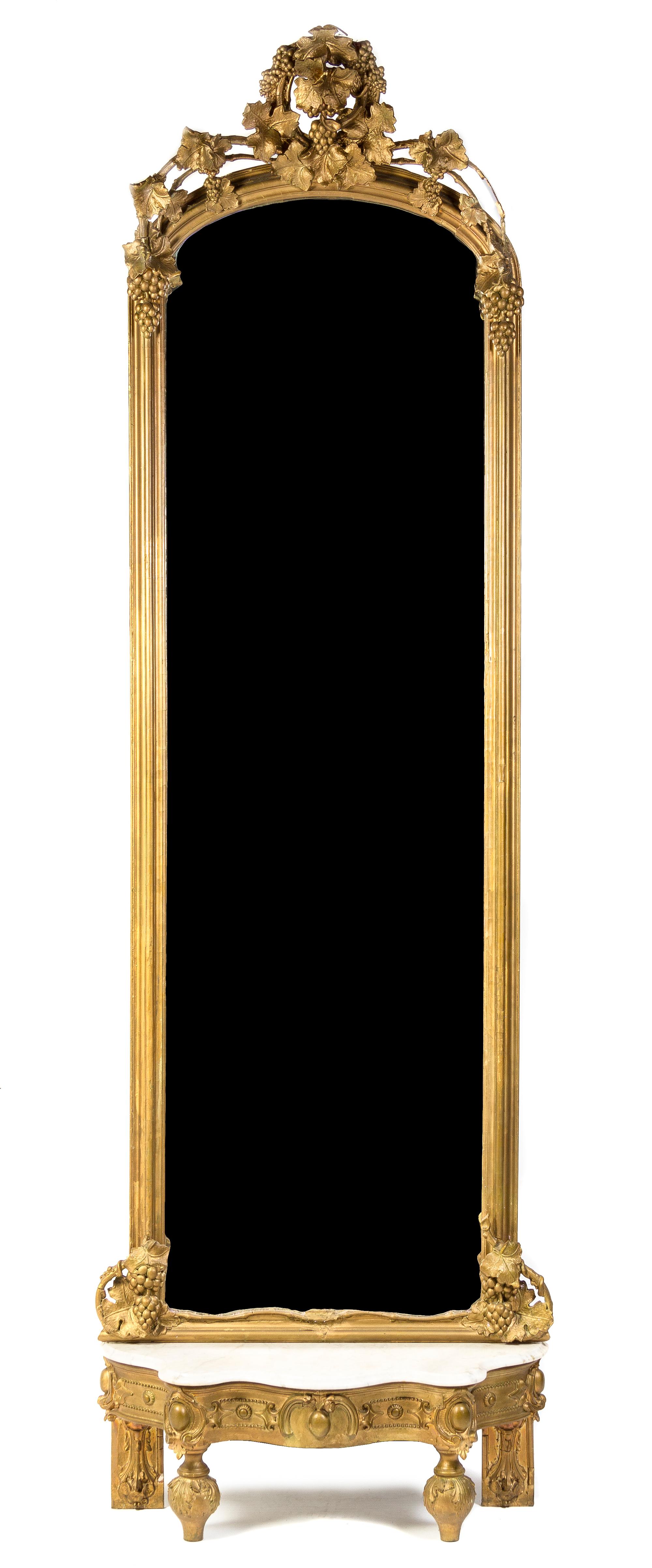 A Victorian Giltwood Pier Mirror, Height 114 x width 35 inches.
