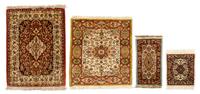 Four Persian Style Silk and Wool Blend Needlepoint Rugs Largest 11 5/8 x 8 3/4 inches. — Classic Carpets