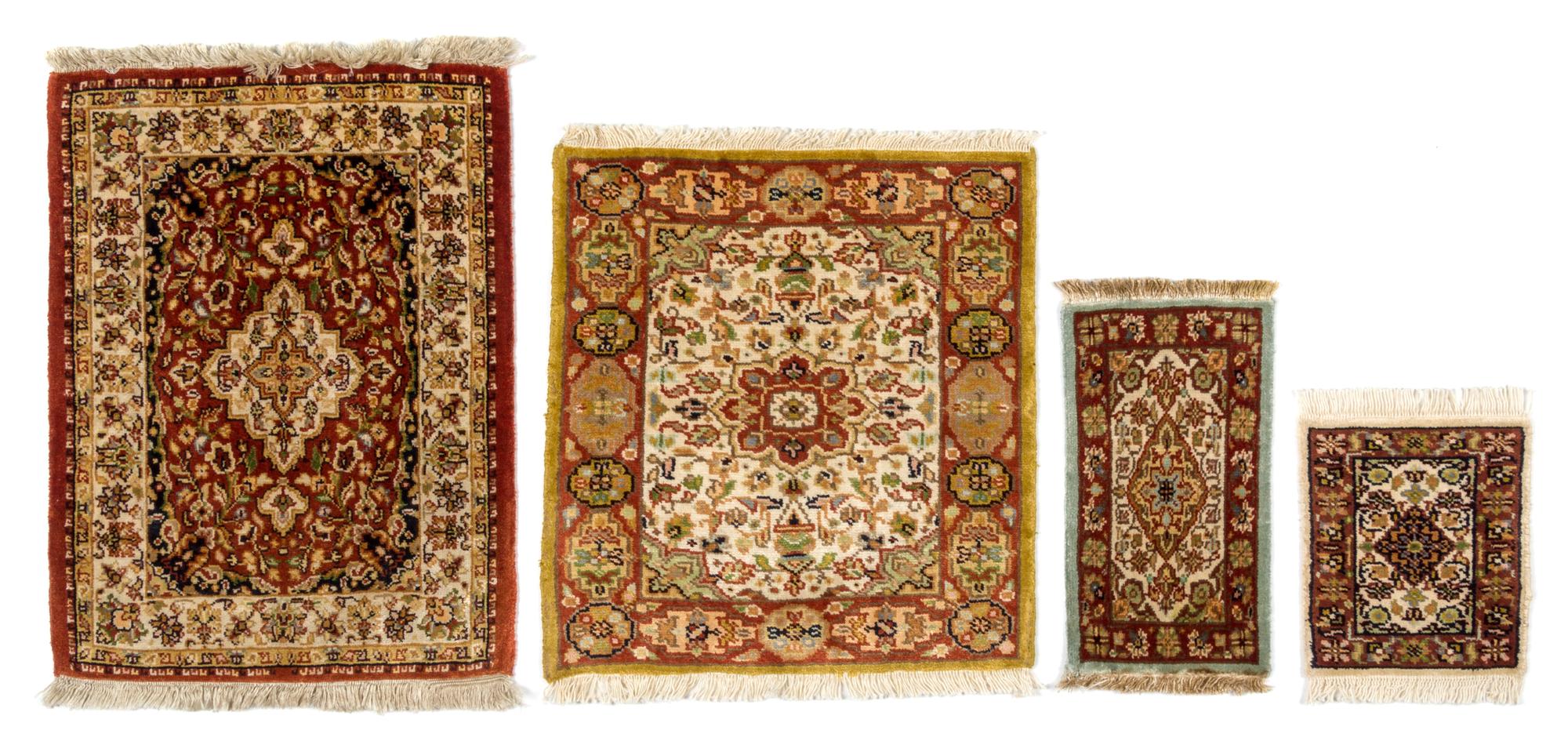 Four Persian Style Silk and Wool Blend Needlepoint Rugs Largest 11 5/8 x 8 3/4 inches. — Classic Carpets