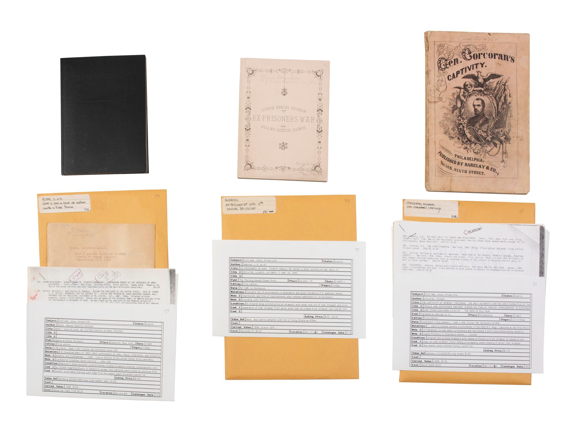 [CIVIL WAR]. Large group of imprints and research related to Union and Confederate POWs.