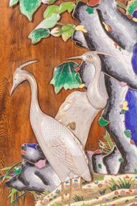 A Set of Four Chinese Export Cloisonné Inset Wood Wall Panels