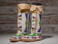 Sioux Beaded Hide Moccasins, with Matching Leggings