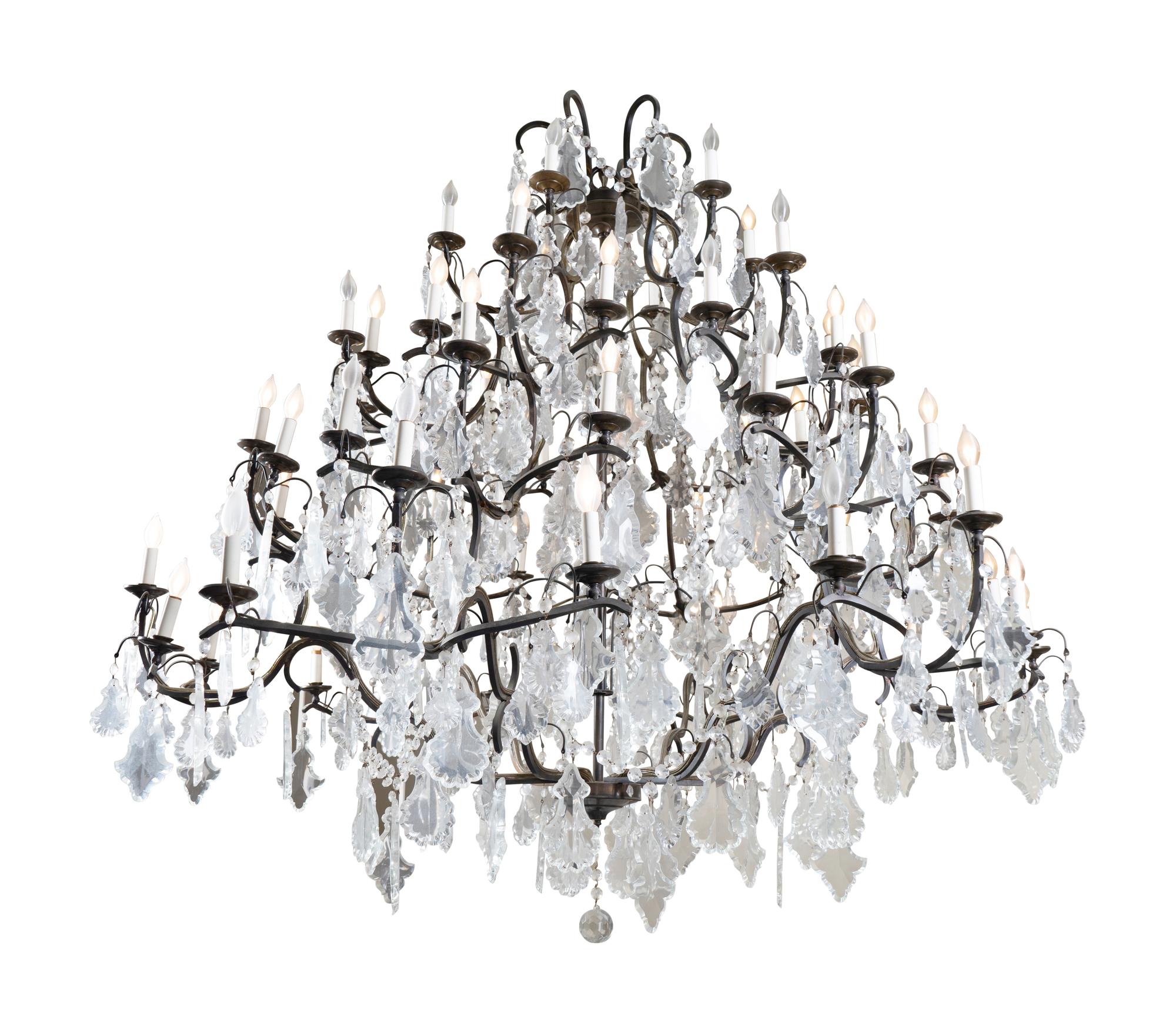A Louis XV Style Bronze and Glass Sixty-Light Chandelier — 20TH CENTURY