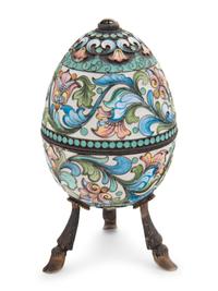 A Russian Enameled Silver Egg