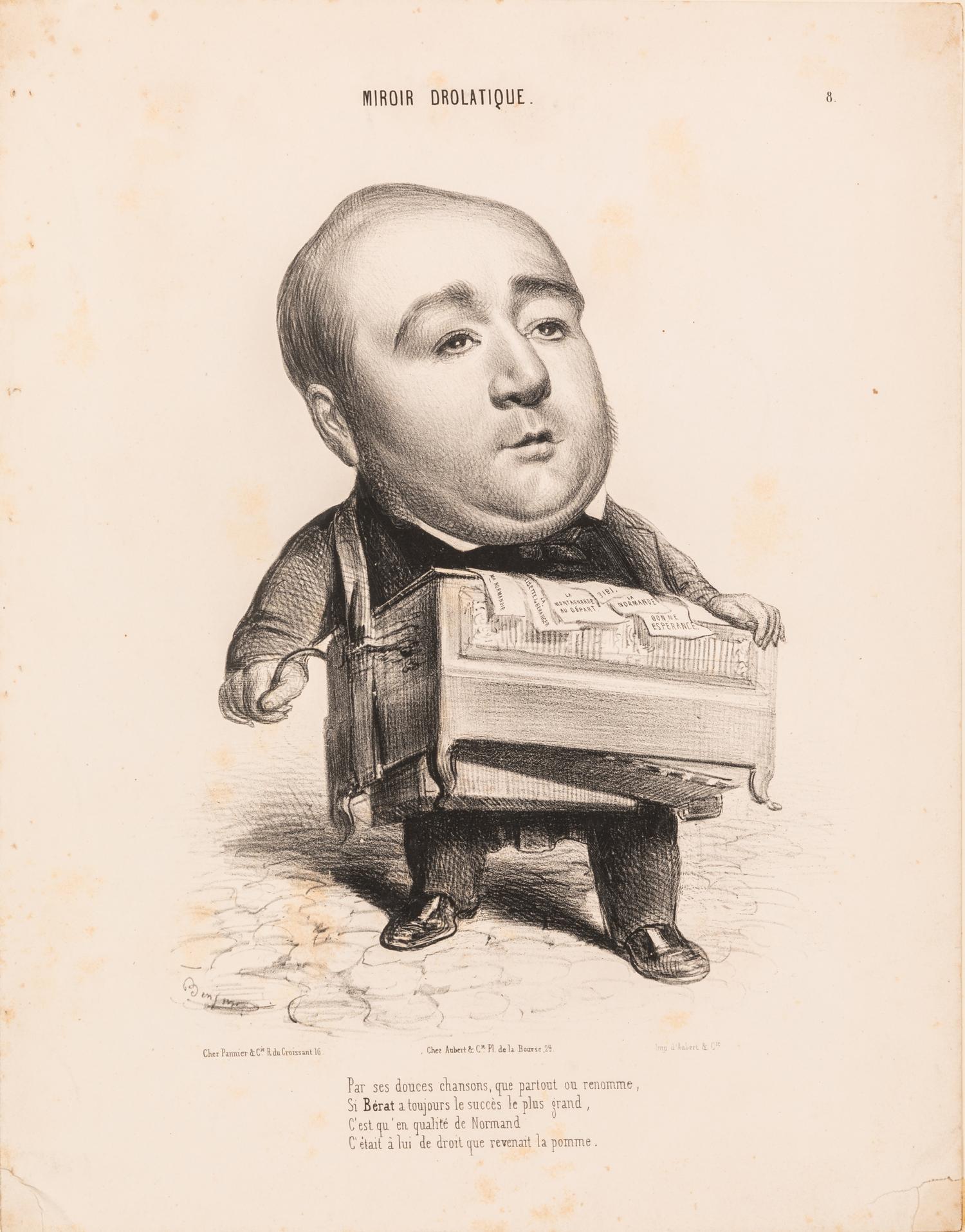 Benjamin Roubaud, (French, 1811-1847), A group of five works: Gavarni, Alphonse Kari, Bérat, Théophile Gautier, and Nodier
