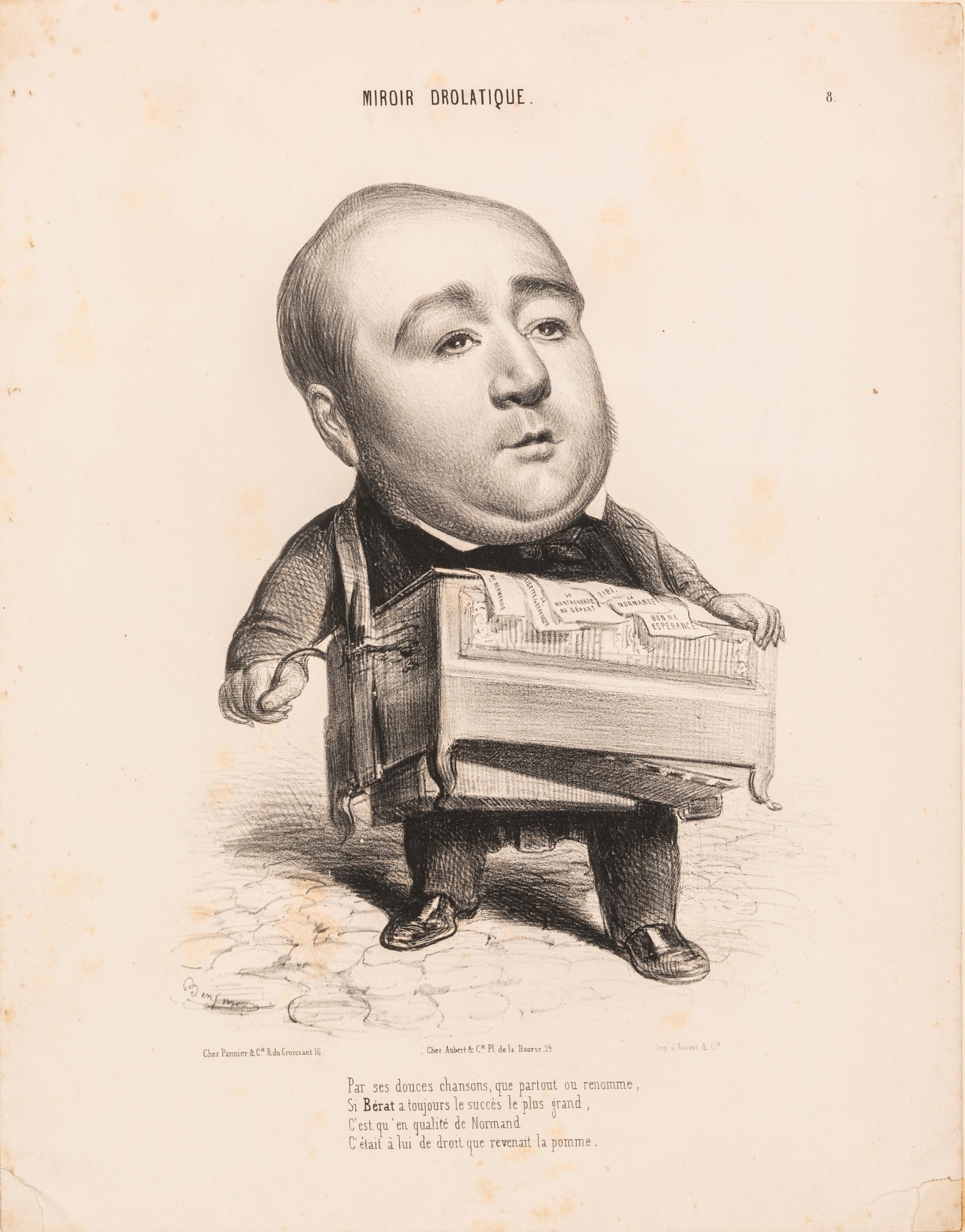 Benjamin Roubaud, (French, 1811-1847), A group of five works: Gavarni, Alphonse Kari, Bérat, Théophile Gautier, and Nodier