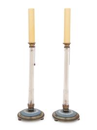 A Pair of Jasperware Mounted Cut Glass Lamps