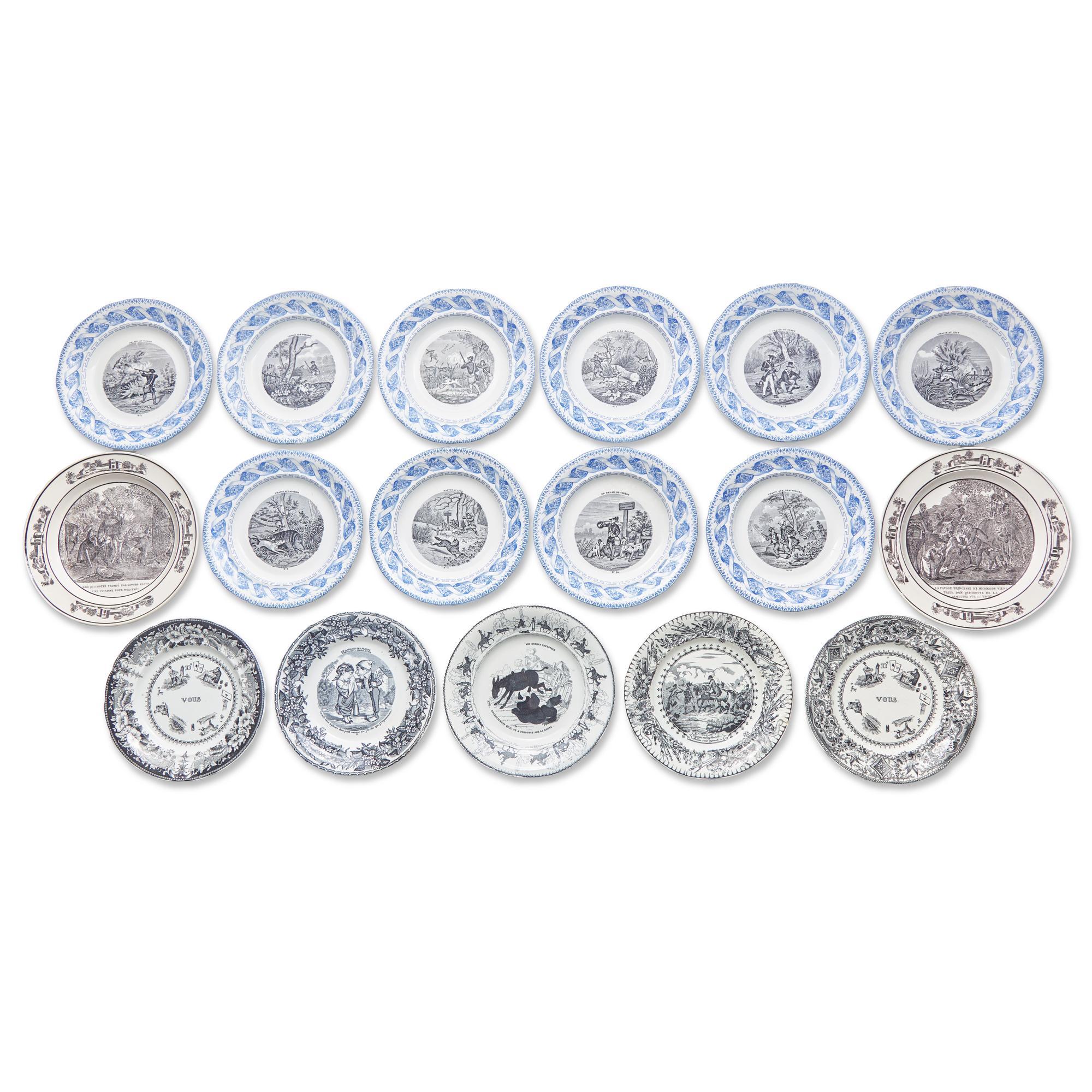 A Group of Continental Transferware Plates