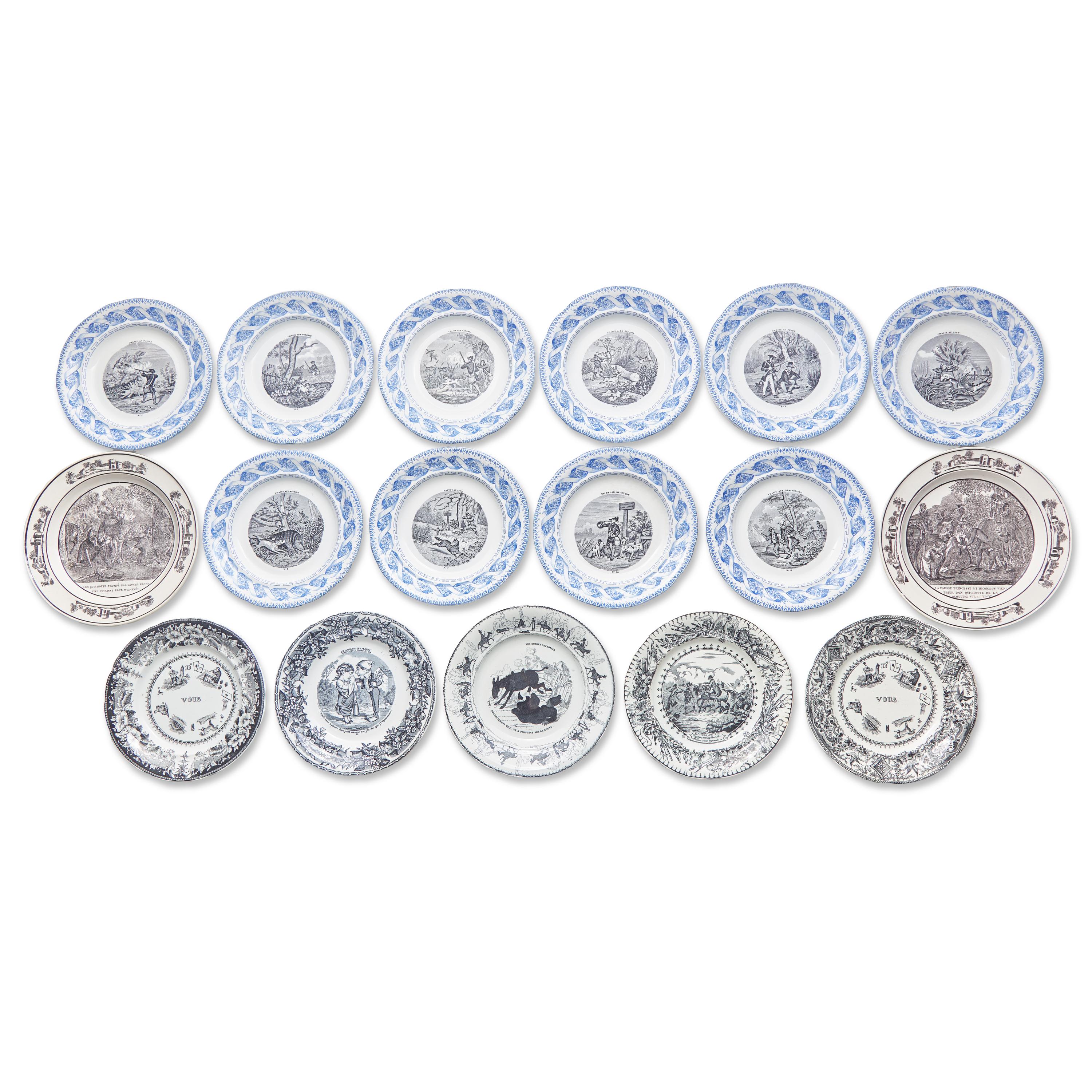 A Group of Continental Transferware Plates