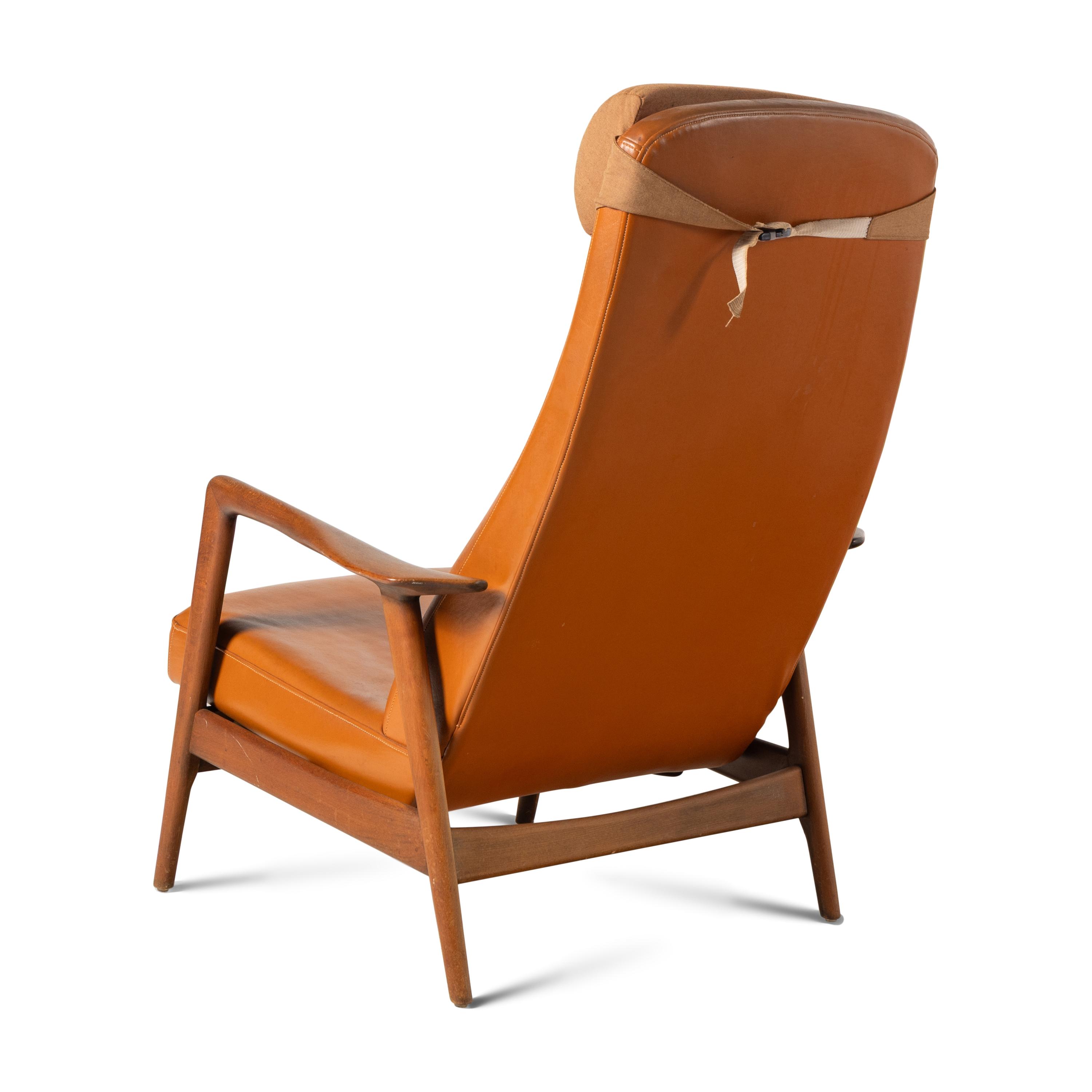 A Scandinavian Style Teakwood and Leather Armchair
