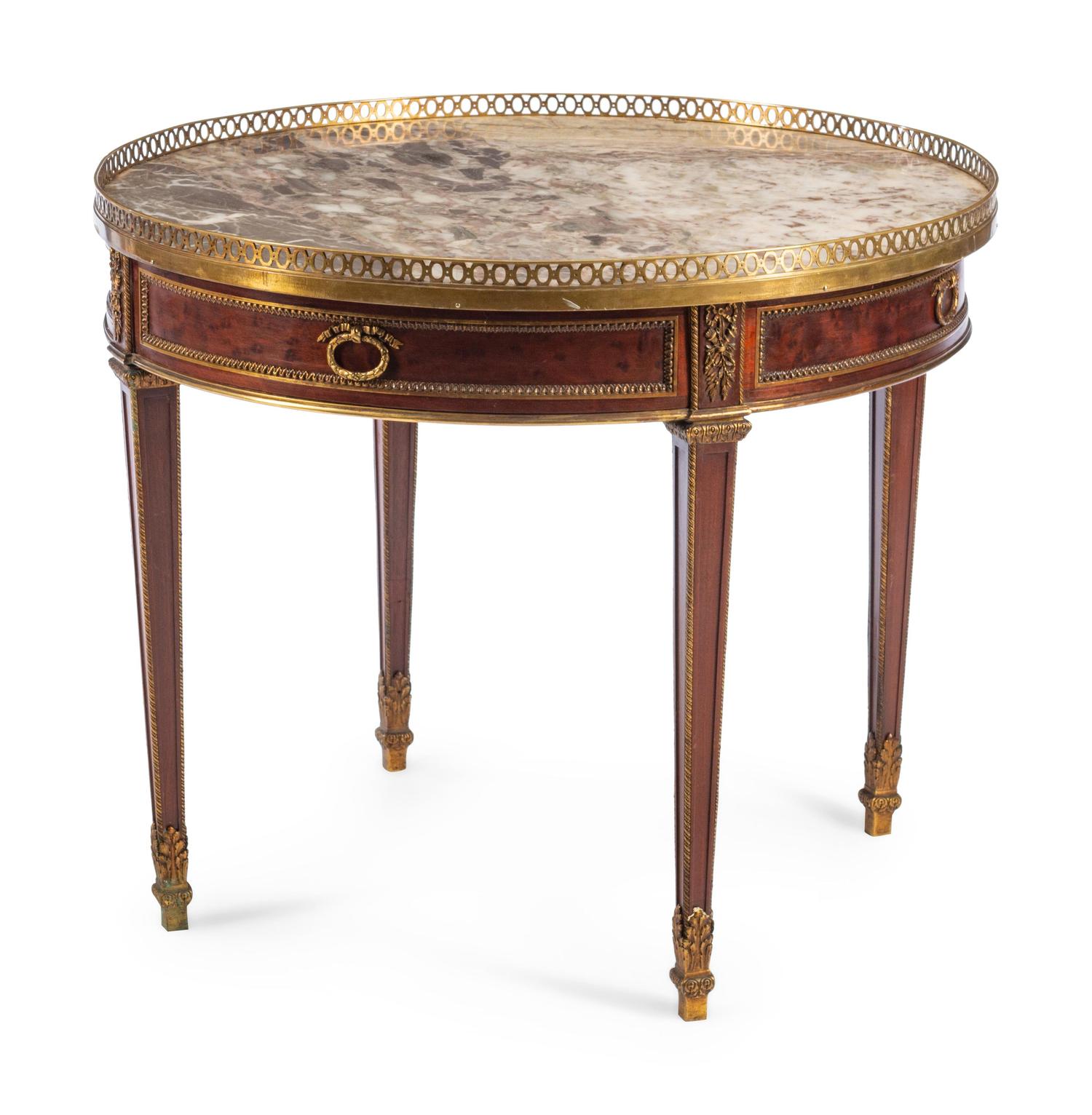 A Louis XVI Style Gilt Bronze Mounted Bouillotte Table