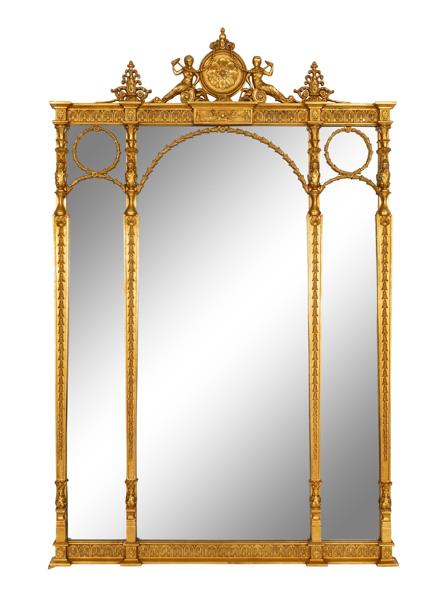 A Pair of Massive Friedman Brothers Adam Style Giltwood Overmantel Mirrors