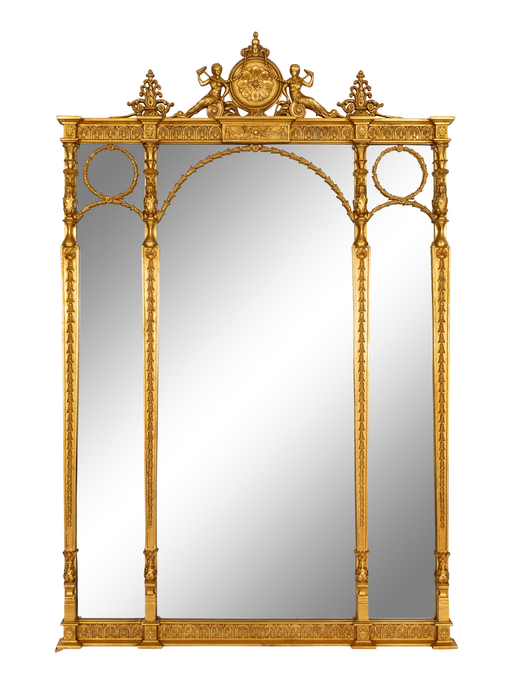 A Pair of Massive Friedman Brothers Adam Style Giltwood Overmantel Mirrors