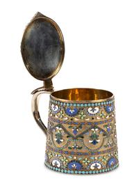 A Russian Enameled and Silver-Gilt Tankard